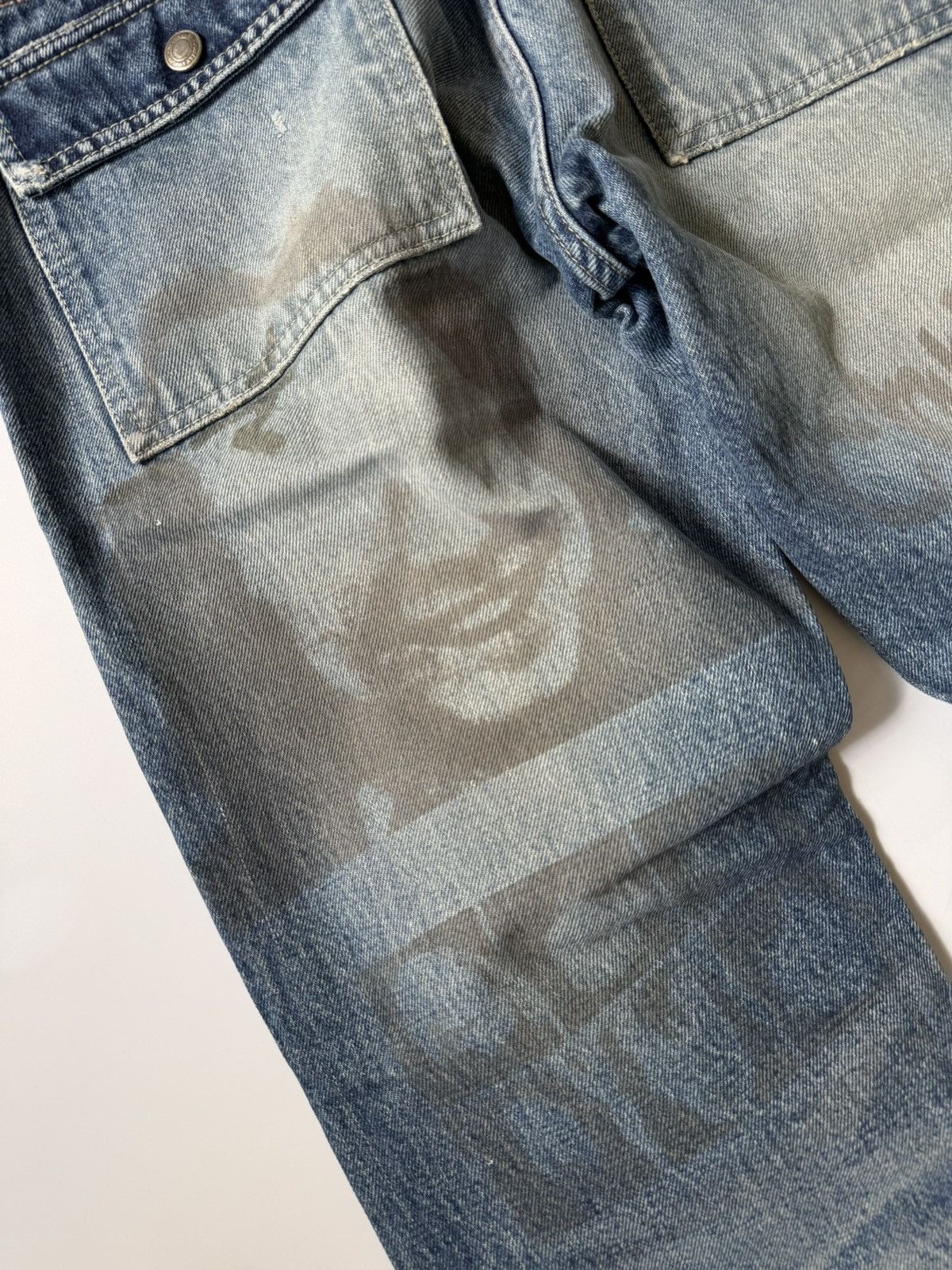 Undercover Undercover SS2006 T Chuuut Painted Denim Cargo Pants Size US 33 - 13 Thumbnail