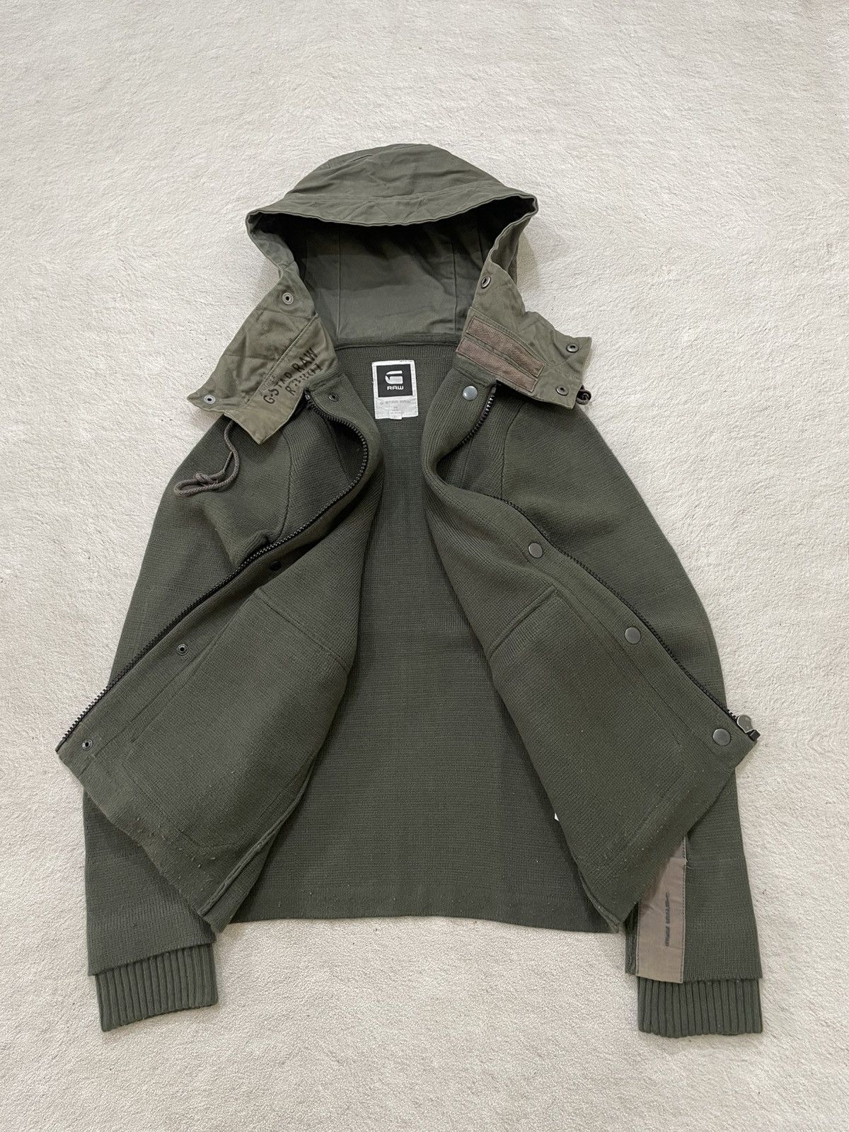Japanese Brand G-Star Raw R3301 Technical Knit Hooded Jacket Olive Utility Size US M / EU 48-50 / 2 - 6 Thumbnail