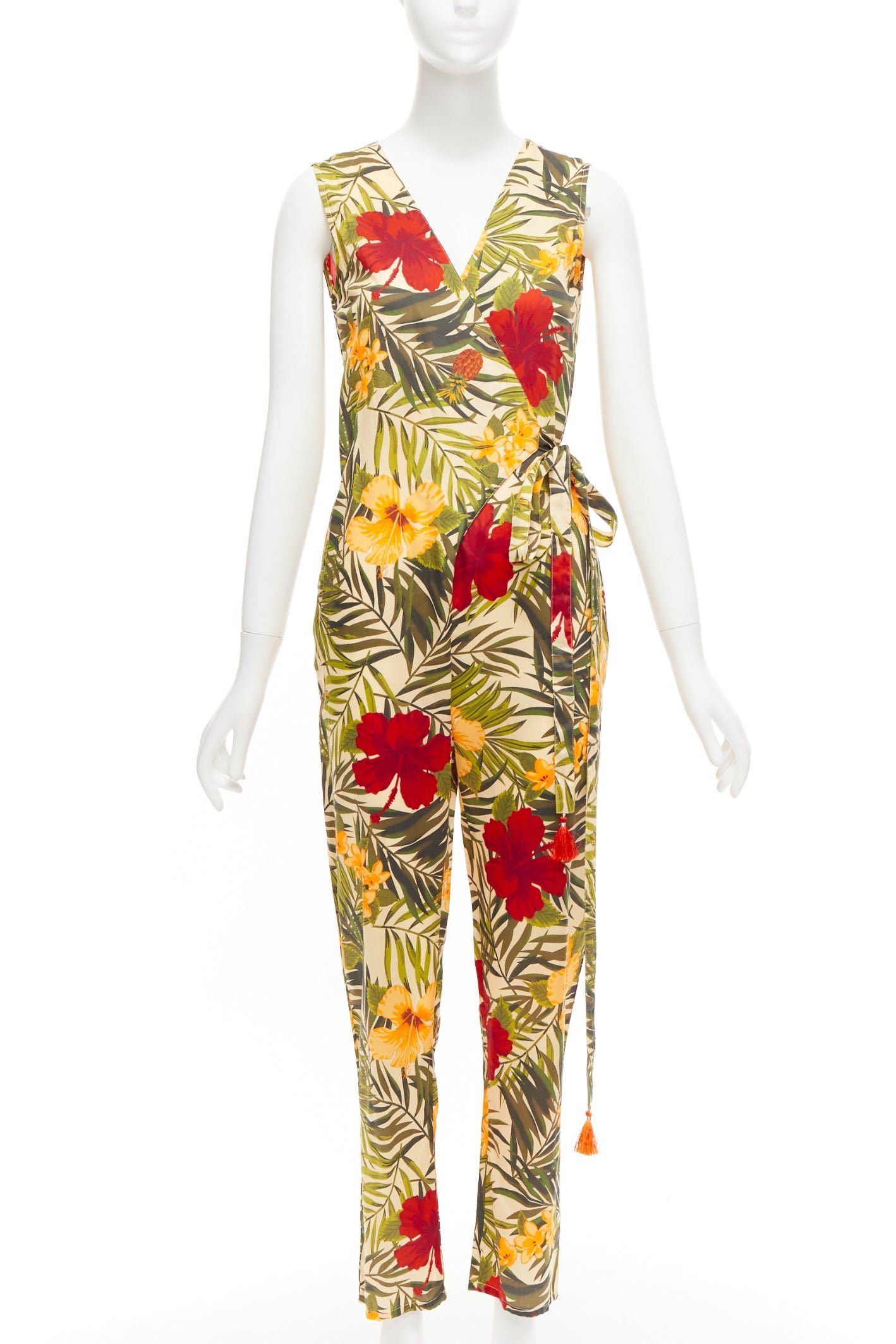Other MIGUELINA red yellow green tropical floral print wrap jumpsuit XS Size 26" / US 2 / IT 38 - 1 Thumbnail