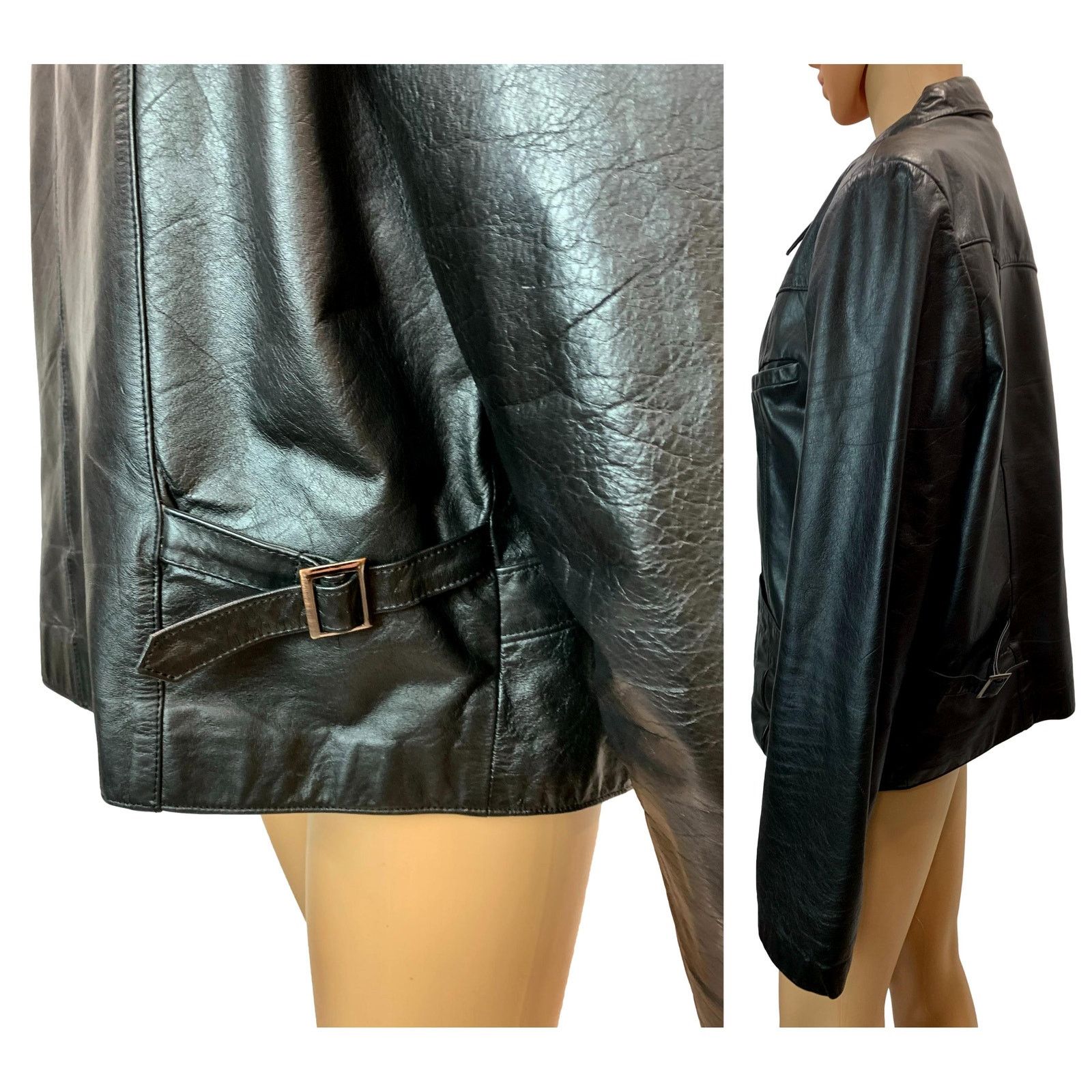 Genuine Leather × Vintage × Wilsons Leather 70s Black Leather Bomber Jacket - Faux Fur Zip Out Lining Size US M / EU 48-50 / 2 - 4 Thumbnail
