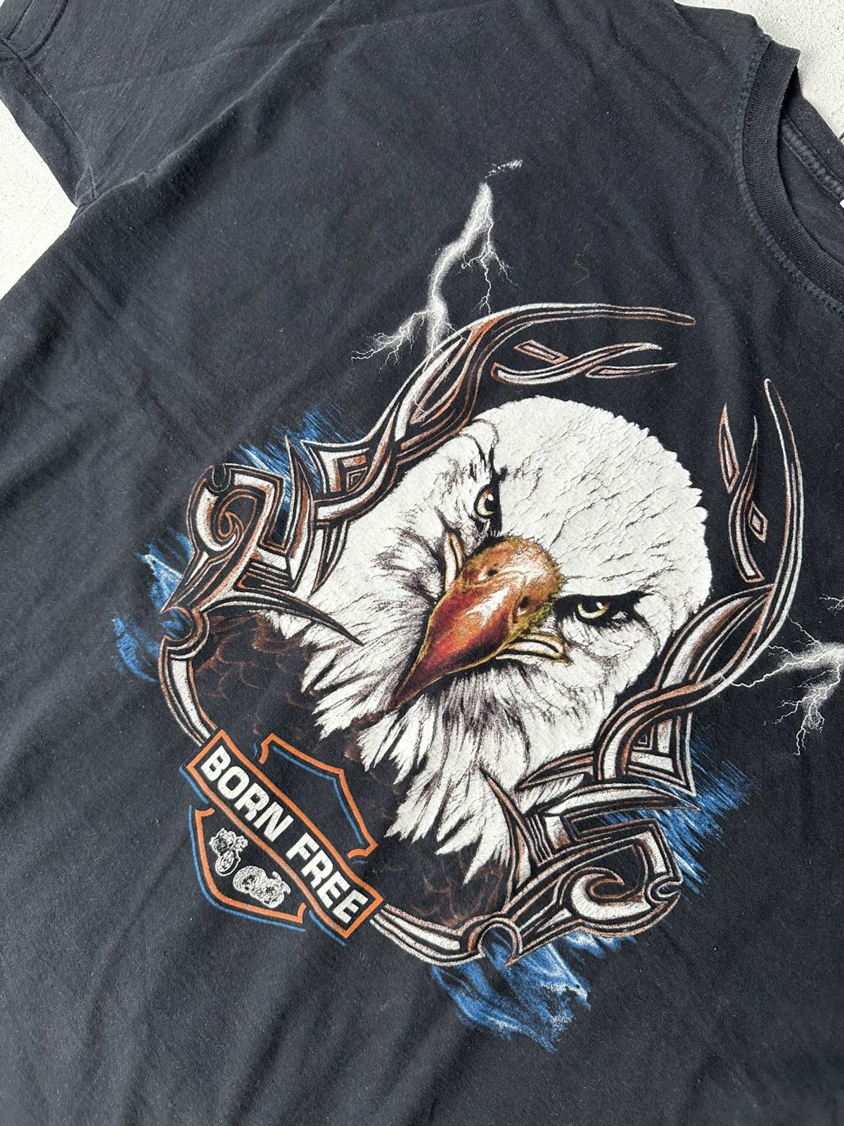 Vintage 🚨VNTG BORN FREE EAGLE USA RARE BIG LOGO FADED HARLEY STYLE Size US XL / EU 56 / 4 - 4 Thumbnail
