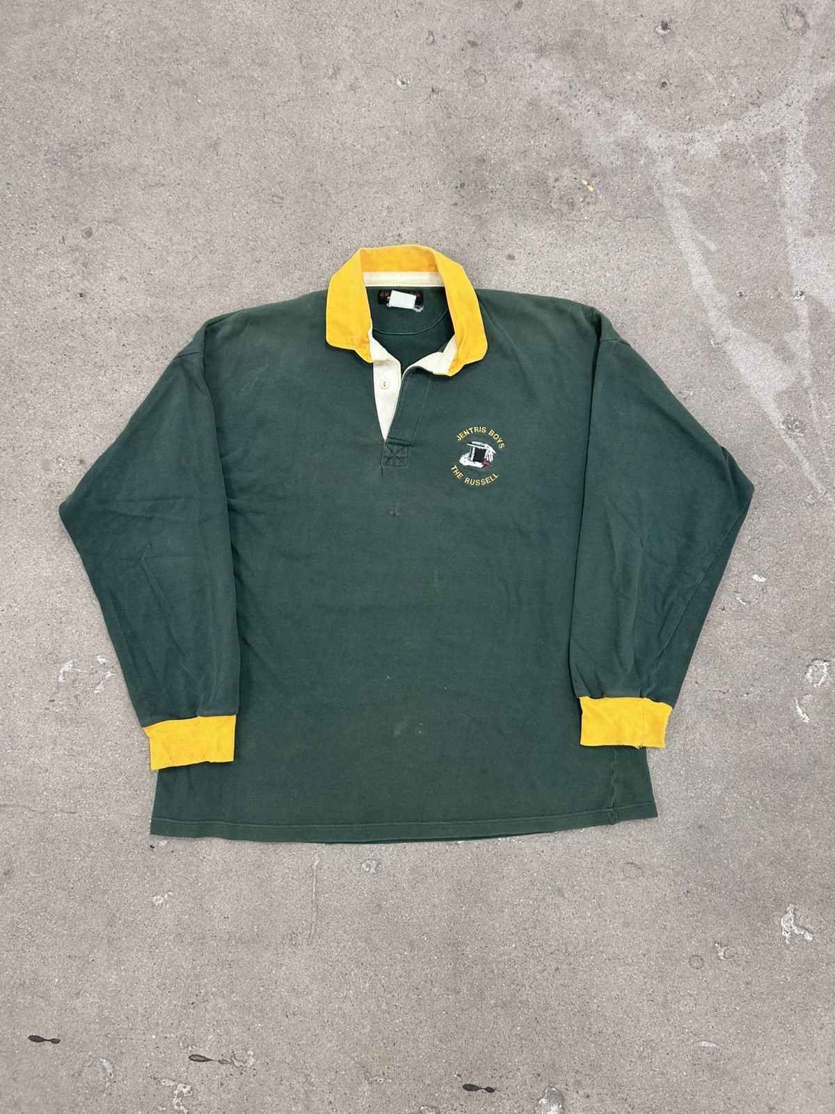 Vintage Vintage 80s Two Tone Rare Rugby Shirt Green size large Size US L / EU 52-54 / 3 - 1 Thumbnail