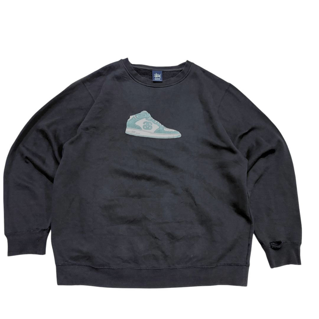 RARE🔥 VTG 90S STUSSY X NIKE AF1 SWEATSHIRT DISTRESSED FADED