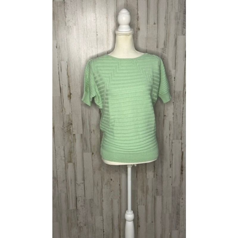 DKNY DKNY Women's XS Mint Green Geometric Short Sleeve Sweater Size XS / US 0-2 / IT 36-38 - 2 Thumbnail