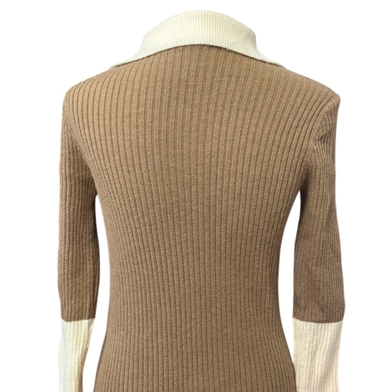 Other Long Sleeve Sweater Quarter Zip Drop Shoulder Beige Brown M Size M / US 6-8 / IT 42-44 - 5 Thumbnail