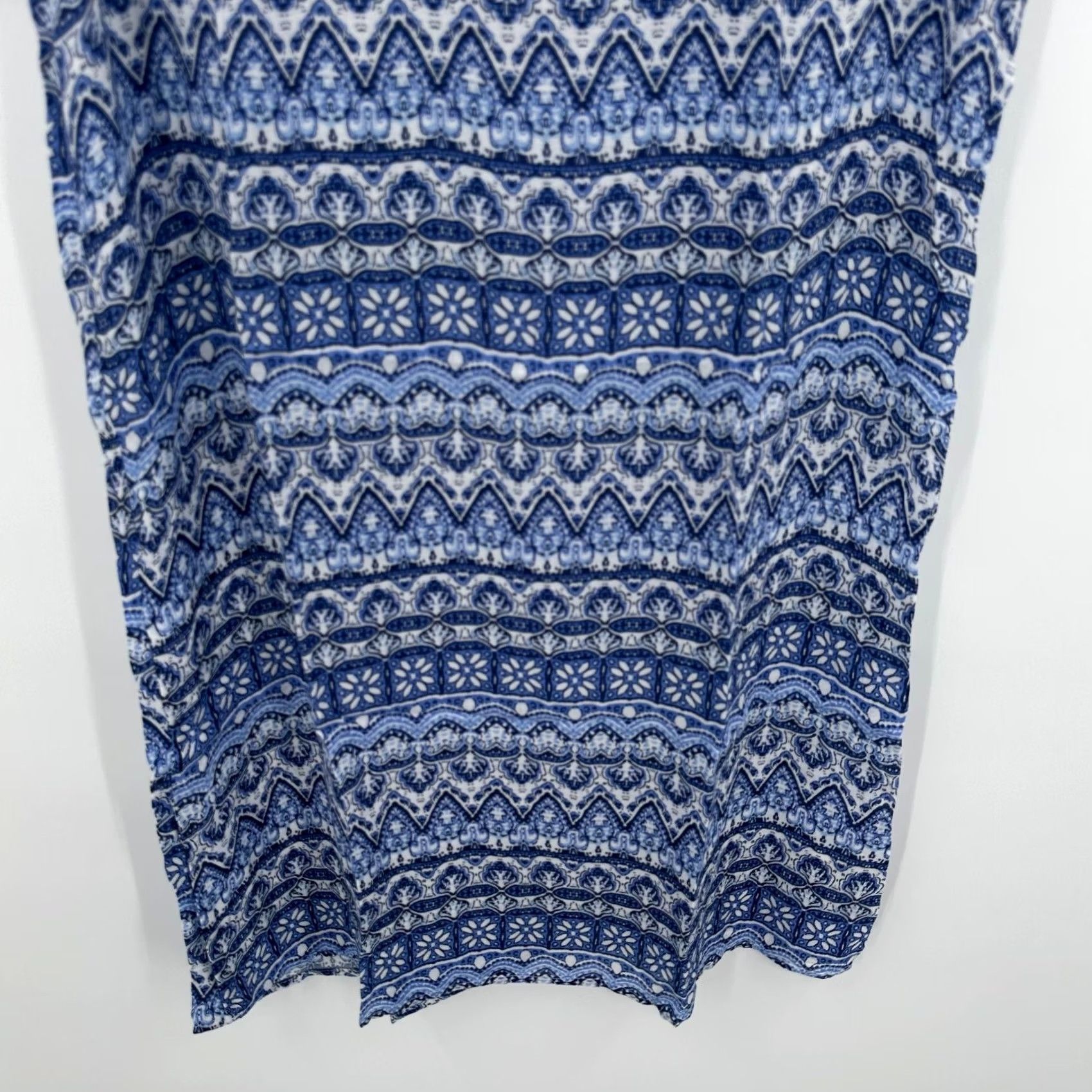 Vintage Skies Are Blue Shift Dress Geometric Blue Short Sleeve V Neck Women's M Size 32" / US 10 / IT 46 - 4 Thumbnail
