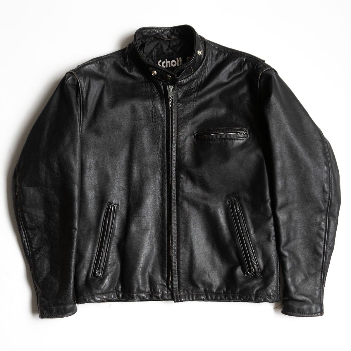 Schott SCHOTT 103US Collared Single Rider Leather Jacket Size XS 