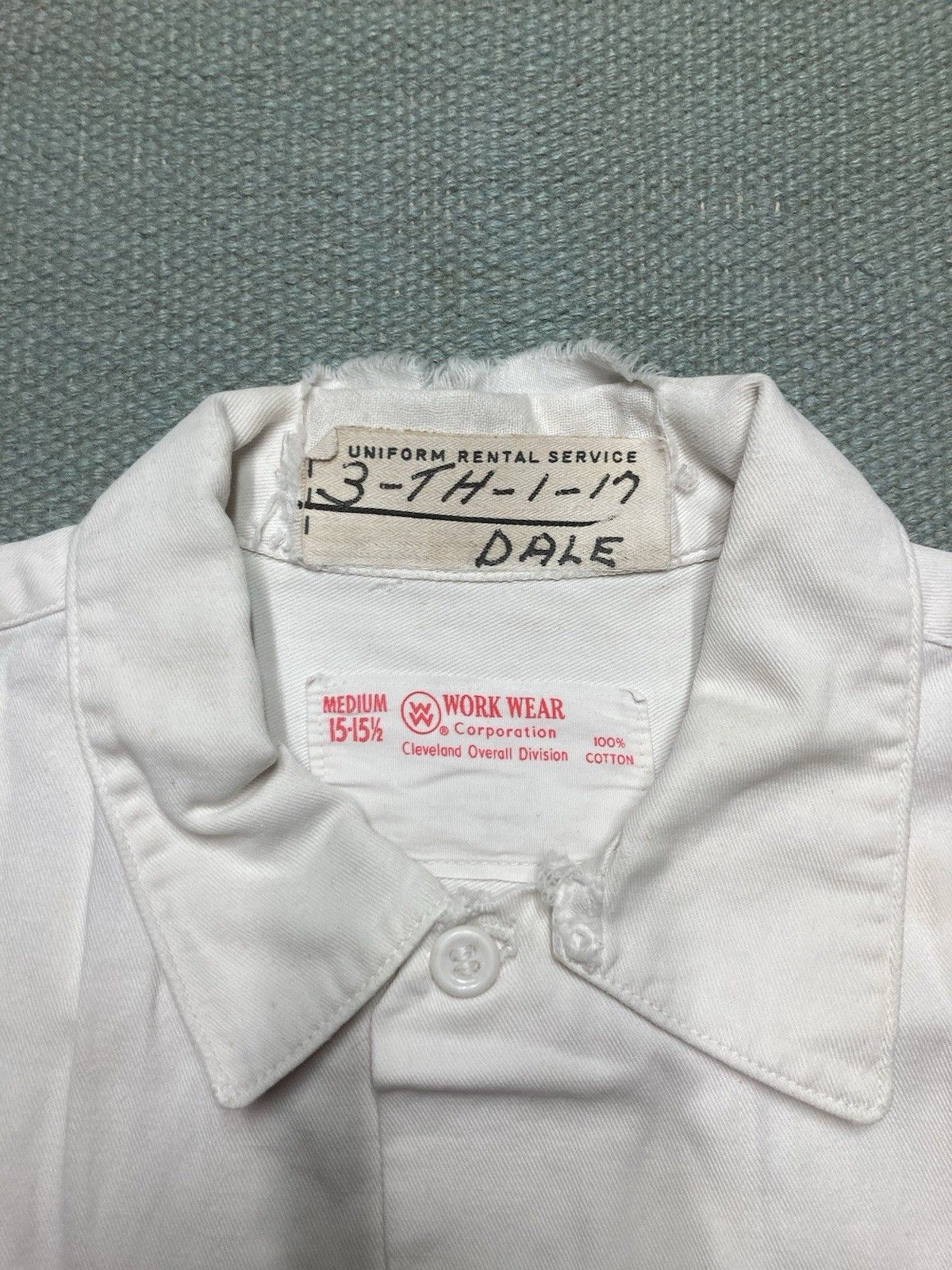 Vintage 1950s 60s work shirt Volkswagen patch white twill medium Size US M / EU 48-50 / 2 - 7 Thumbnail