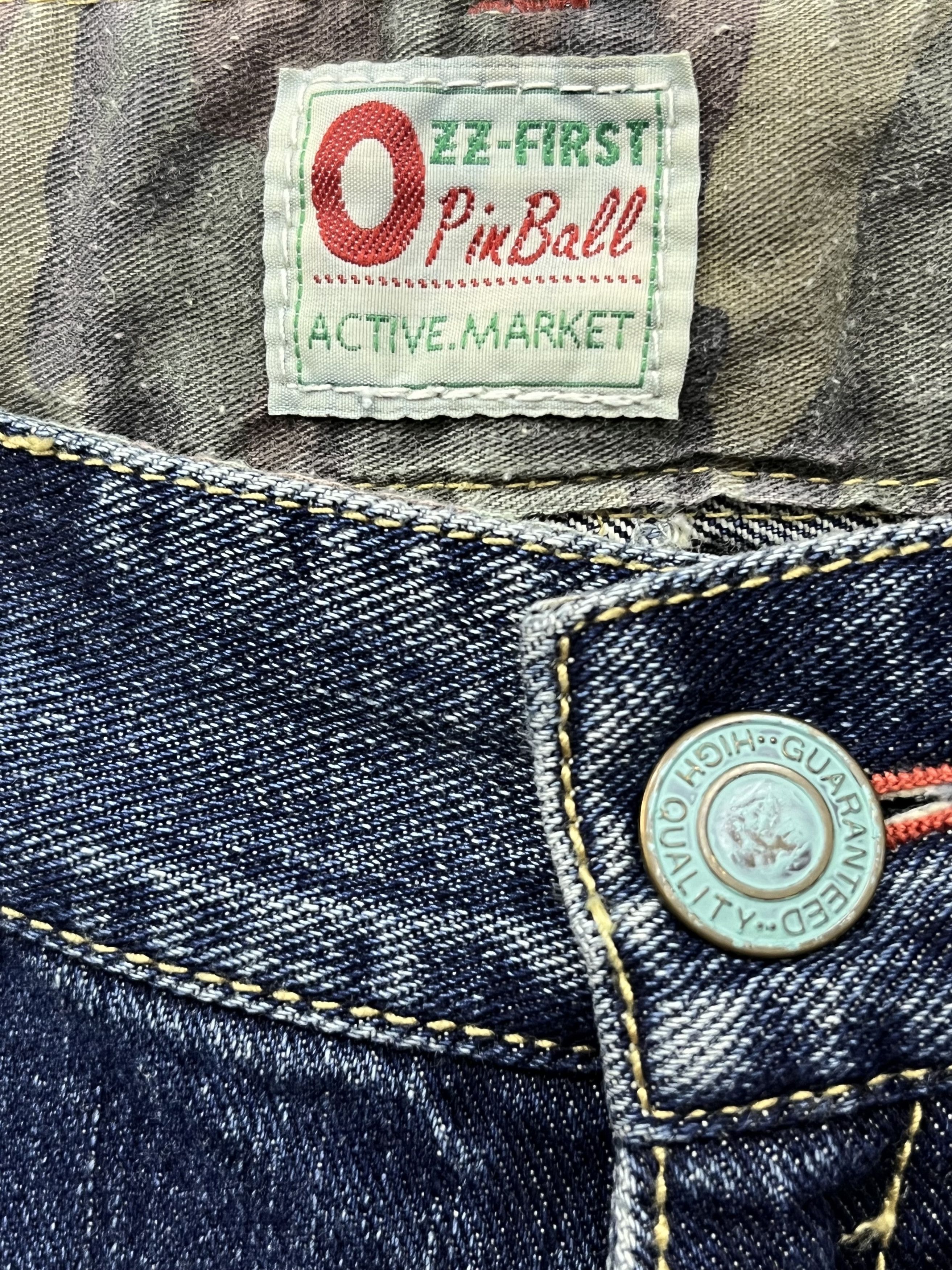Grunt Style 🔥OZZ-FIRST PINBALL Grunge Ripped Studded Punk Flare Denim Size US 34 / EU 50 - 13 Thumbnail