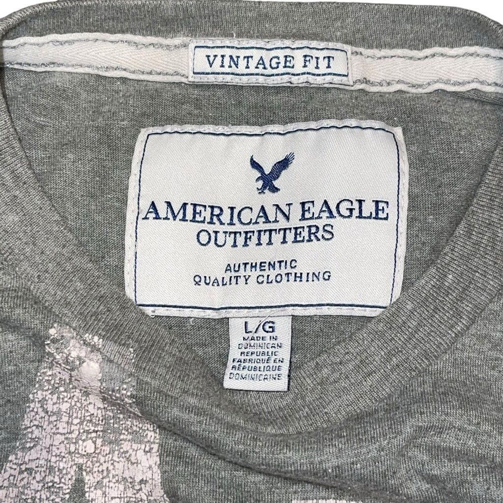 American Eagle Outfitters American Eagle Men's Y2K Gray Graphic Tee AE NY 1977 Size L Size US L / EU 52-54 / 3 - 8 Thumbnail