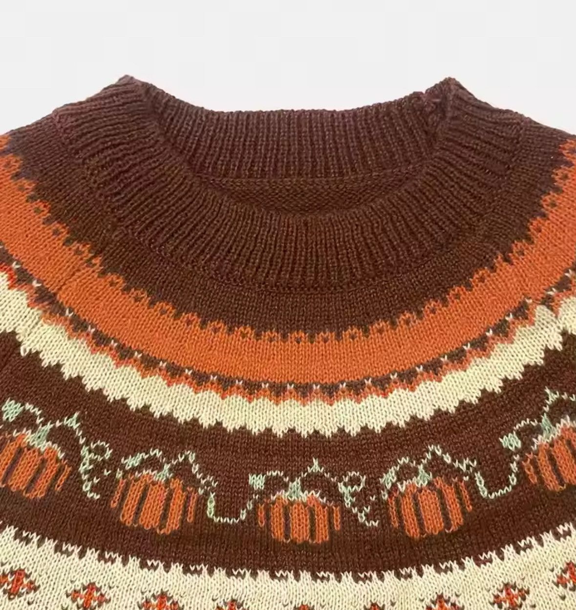 Other Retro Halloween Pumpkin Wool Sweater Jacquard Sweatshirt Size S / US 4 / IT 40 - 4 Thumbnail