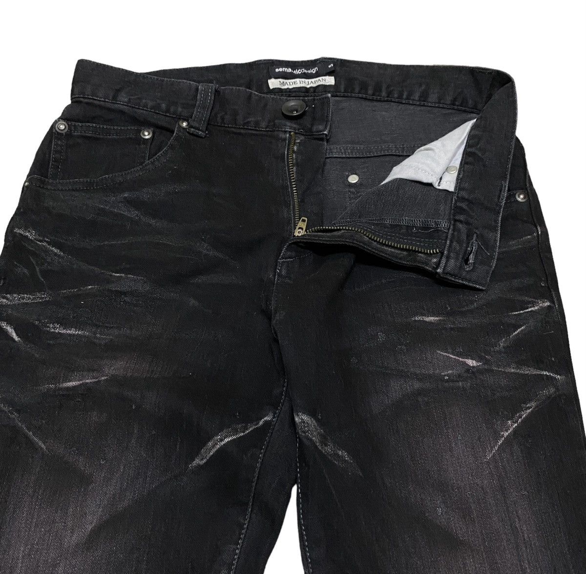 If Six Was Nine Very Rare Vintage Brand Semantic Design Waxed Jeans 1990s Size US 29 - 6 Thumbnail