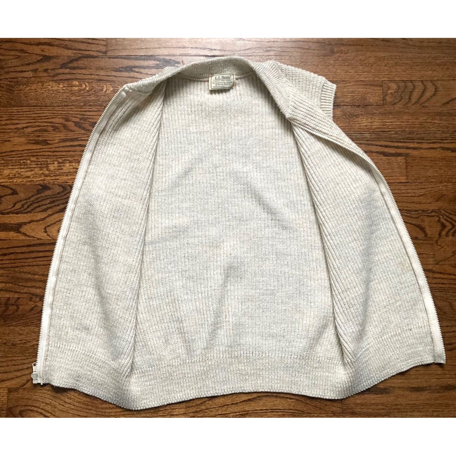Vintage VINTAGE L.L. Bean Sweater Vest Mens Large Wool Blend USA Made High Trek Ivory Knit Vest Full Zip Men L Knit USA Vintage Size US L / EU 52-54 / 3 - 8 Thumbnail