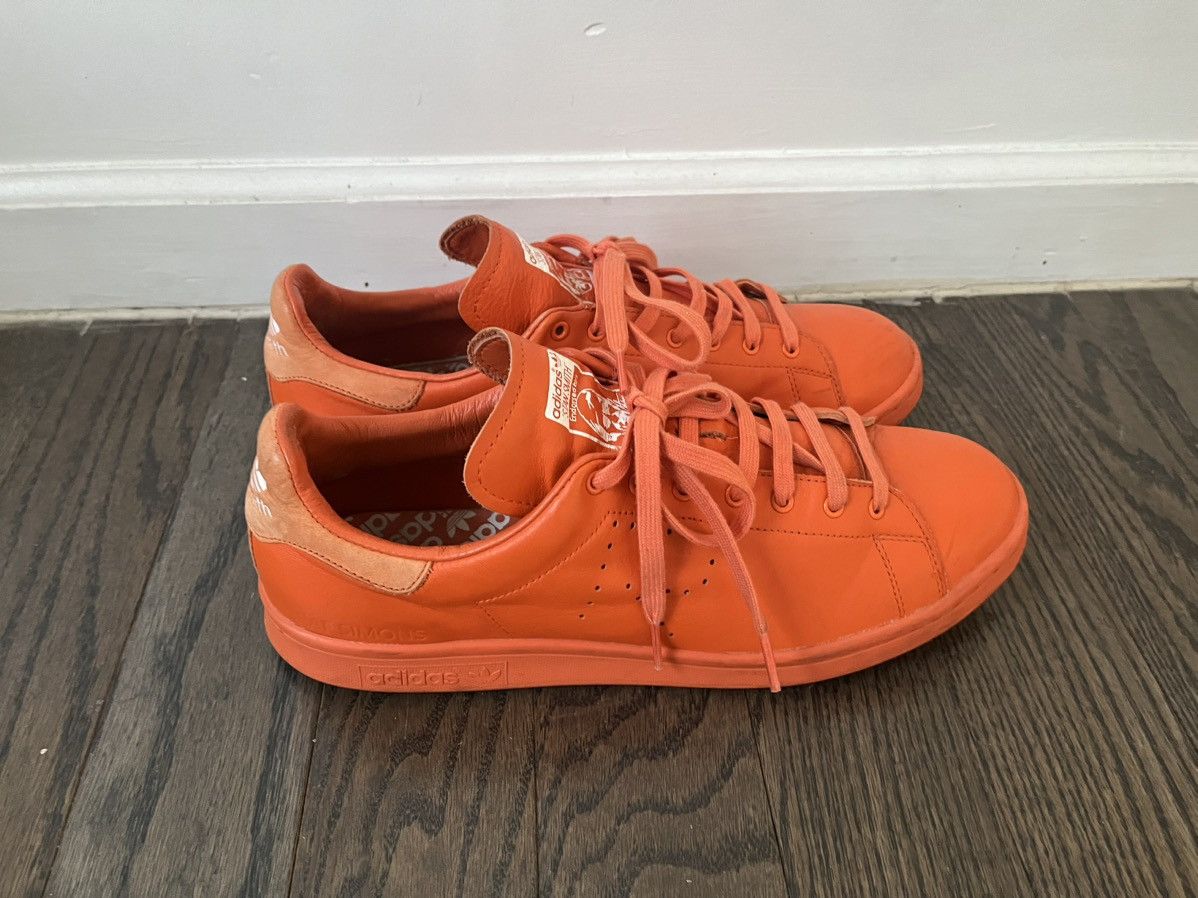 Adidas RAF SIMONS x ADIDAS STAN SMITH ORANGE LEATHER SNEAKERS Grailed