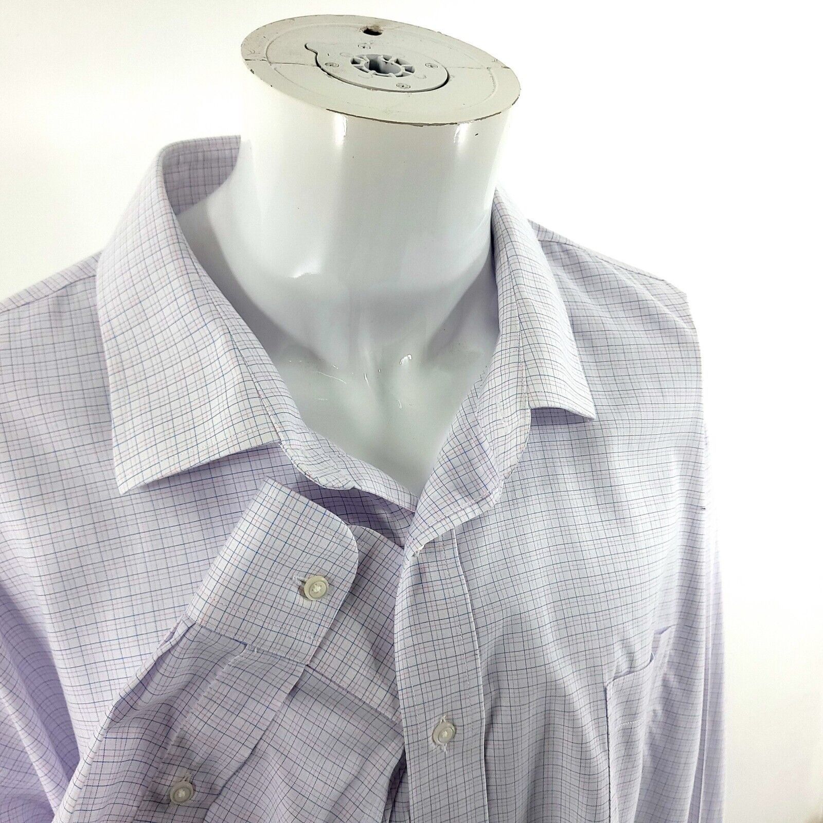 Jos. A. Bank DAMAGED Jos A Bank Traveler 20 35 White Blue Pink Check Pock Size US XXL / EU 58 / 5 - 2 Thumbnail