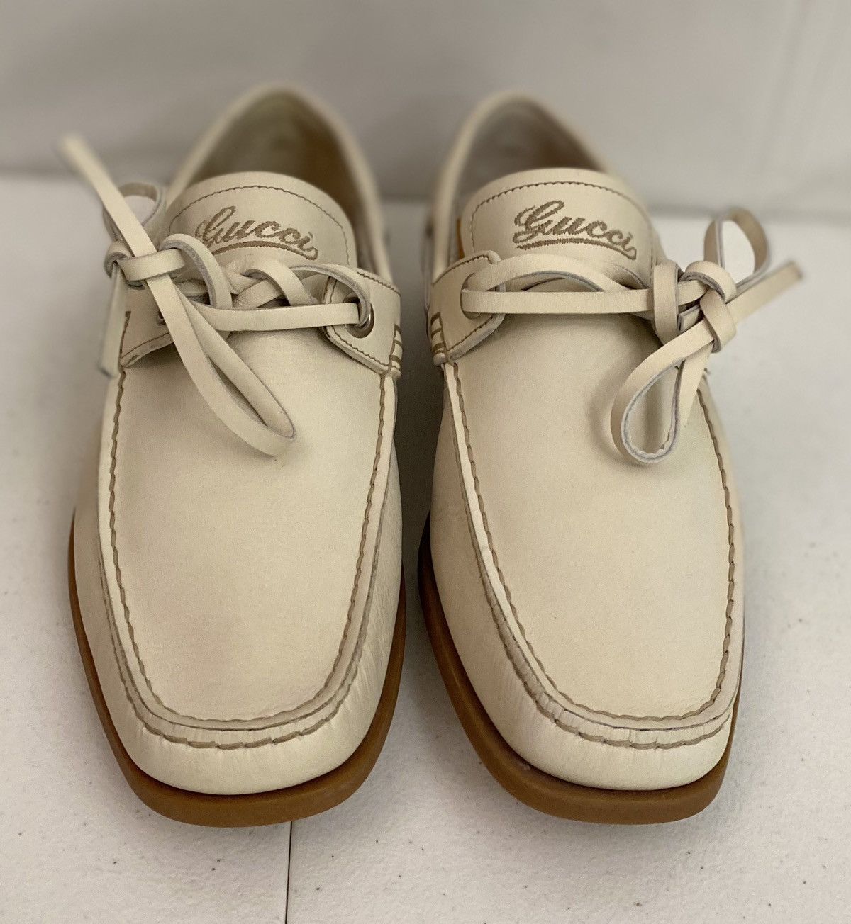 Gucci Gucci 🇮🇹 Runner Up Logo Embroidered Vintage Deck Shoes 39 NEW Size US 9 / IT 39 - 4 Thumbnail