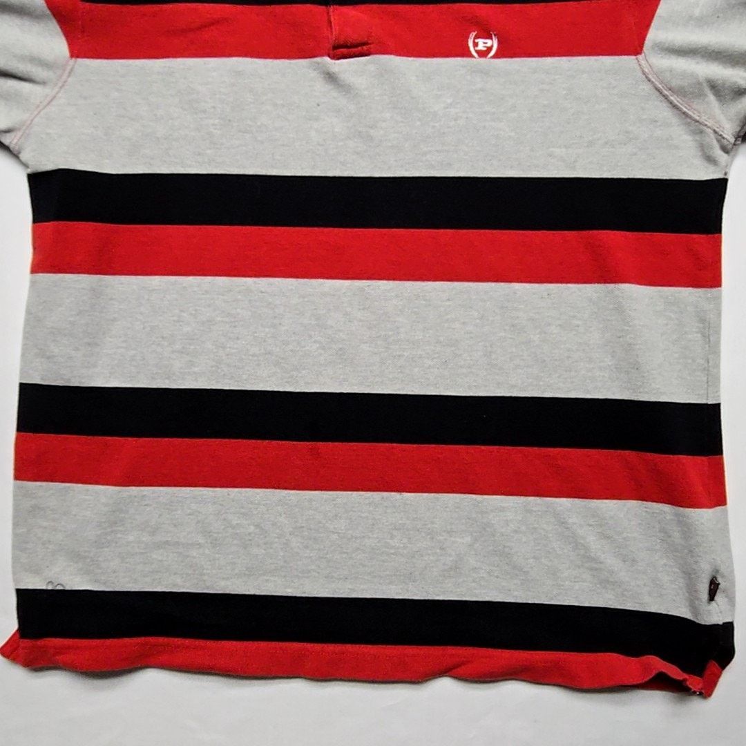 Phat Farm Phat Farm Striped Polo Shirt Red Black Gray Mens M Top Y2K Size US M / EU 48-50 / 2 - 2 Thumbnail