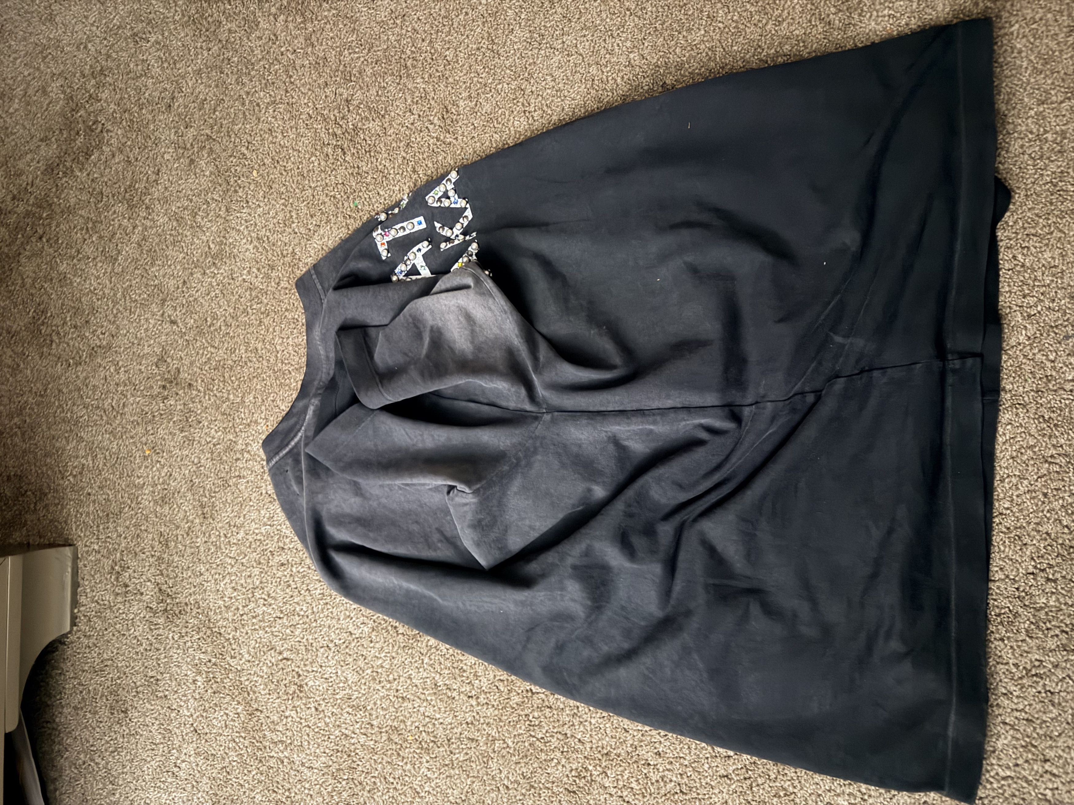 Satoshi Nakamoto SATOSHI NAKAMOTO PEARL STUDDED LOGO TEE (WASHED BLACK) Size US L / EU 52-54 / 3 - 6 Thumbnail