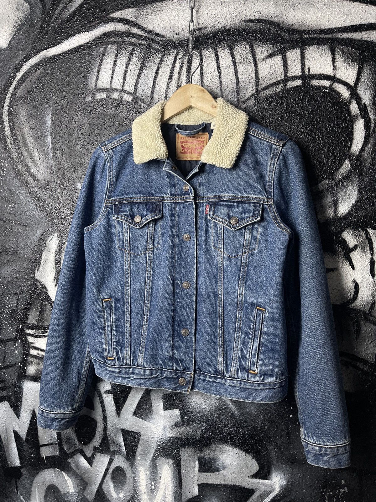 Levi's Levi’s Blue Denim Jeans Sherpa Jacket Women’s Size Medium Size M / US 6-8 / IT 42-44 - 1 Thumbnail