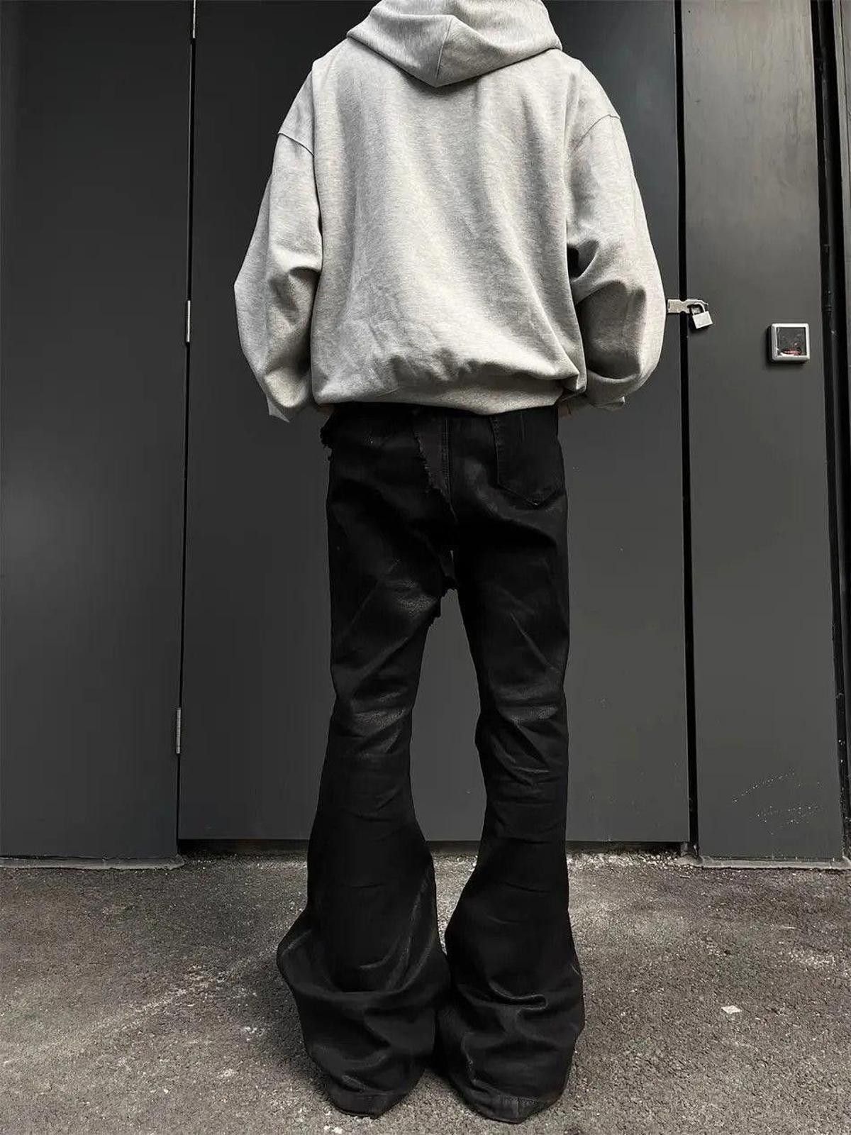 Jean Black Stacked Flare Waxed Denim Jeans Size US 34 / EU 50 - 7 Thumbnail