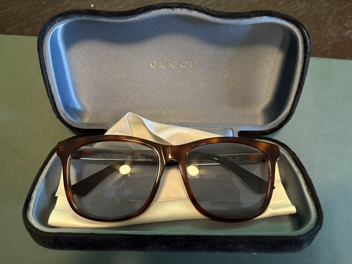 Gucci Gucci GG0695SA 003 Square Tortoise Brown Frame Blue Gradient Size ONE SIZE - 1 Thumbnail