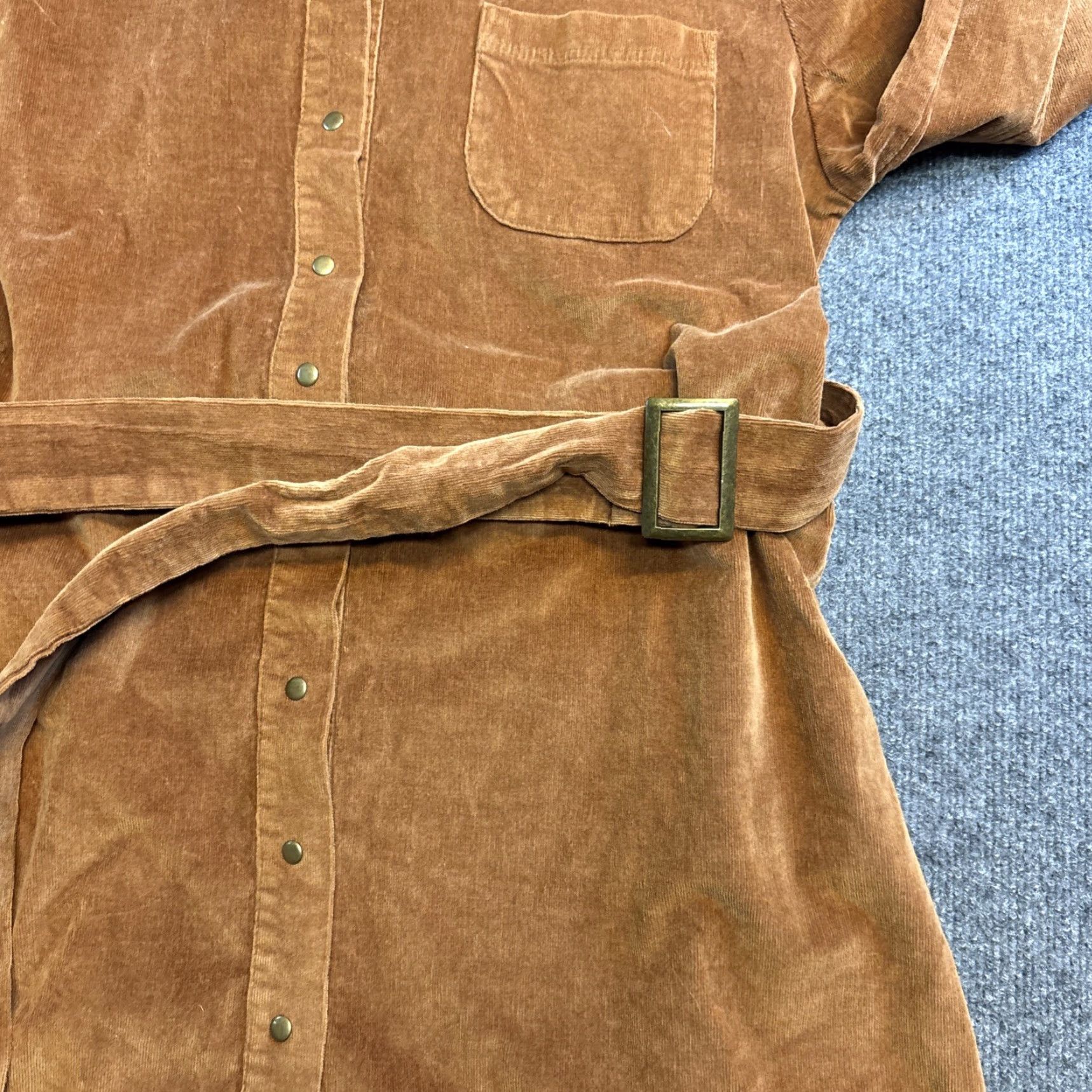 Vintage JOH Apparel Shirt Dress Brown Midi Faux Suede Belted Snap Button Size L Women Size L / US 10 / IT 46 - 4 Thumbnail