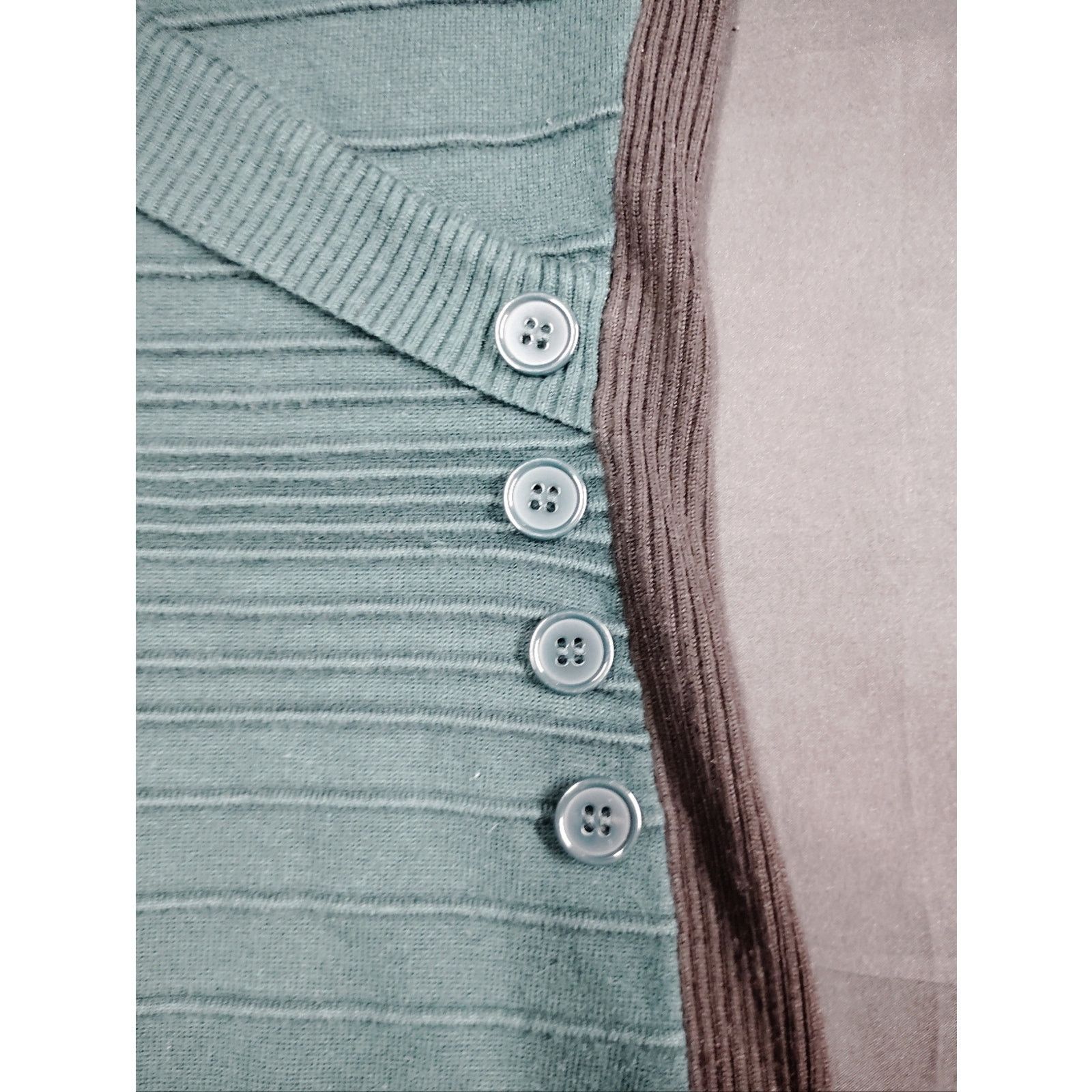 Pink Pink Rose Teal Wrap-Style Knit Top with black Panels Size M / US 6-8 / IT 42-44 - 2 Thumbnail