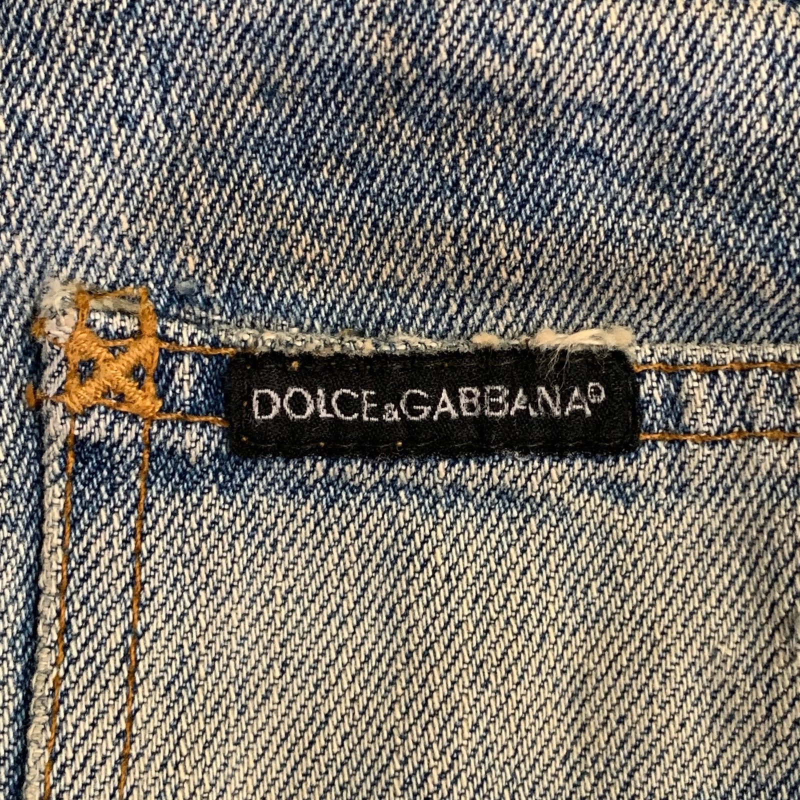 Dolce & Gabbana Heaven and Hell Blue White Hand Painted Denim Straight Size US 33 - 7 Thumbnail