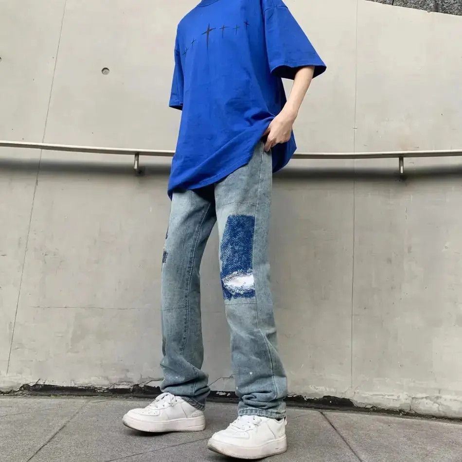 Japanese Brand Retro Straight Embroidered High Street Jeans Size US 32 / EU 48 - 4 Thumbnail