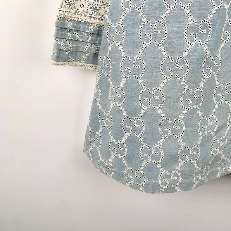 Gucci Gucci Light blue lace logo jacquad full-print long-sleeved Size XS / US 0-2 / IT 36-38 - 4 Thumbnail