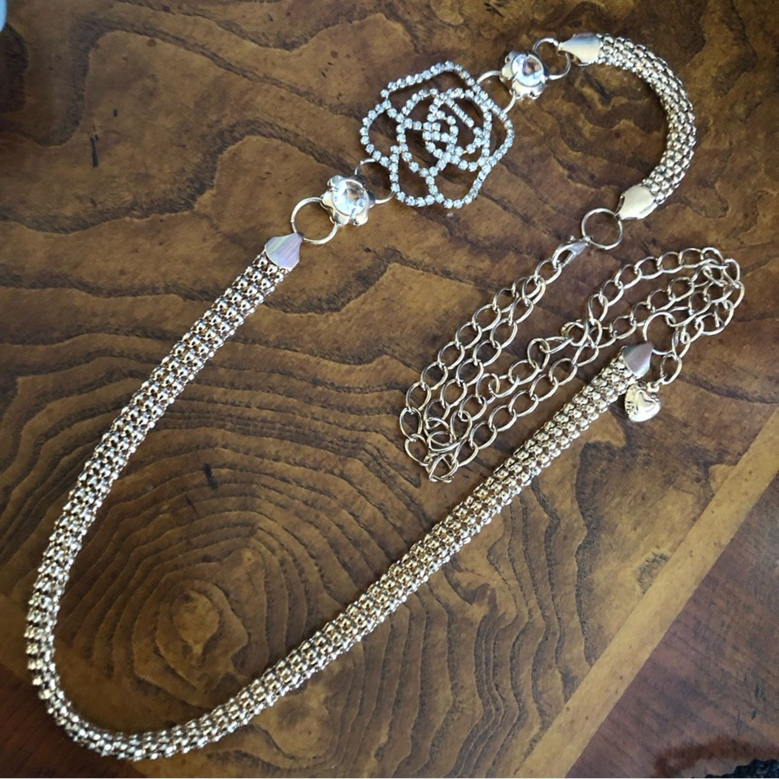 Other Rhinestone rose gold tone mesh chain necklace belt Size ONE SIZE - 6 Thumbnail
