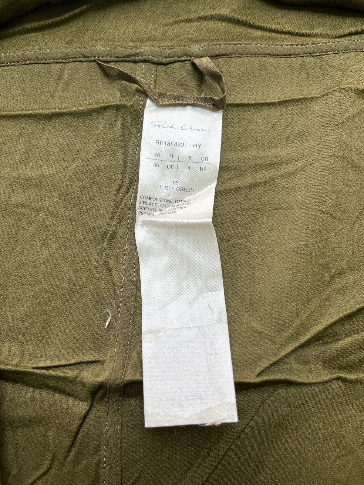 Rick Owens Rick Owens Sisyphus F/W18 Dirty Green Dress Size S / US 4 / IT 40 - 5 Thumbnail