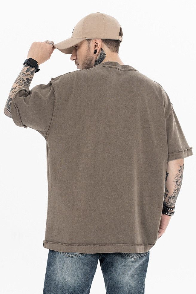 Designer × Japanese Brand Brown washed solid color casual tee Size US M / EU 48-50 / 2 - 2 Thumbnail
