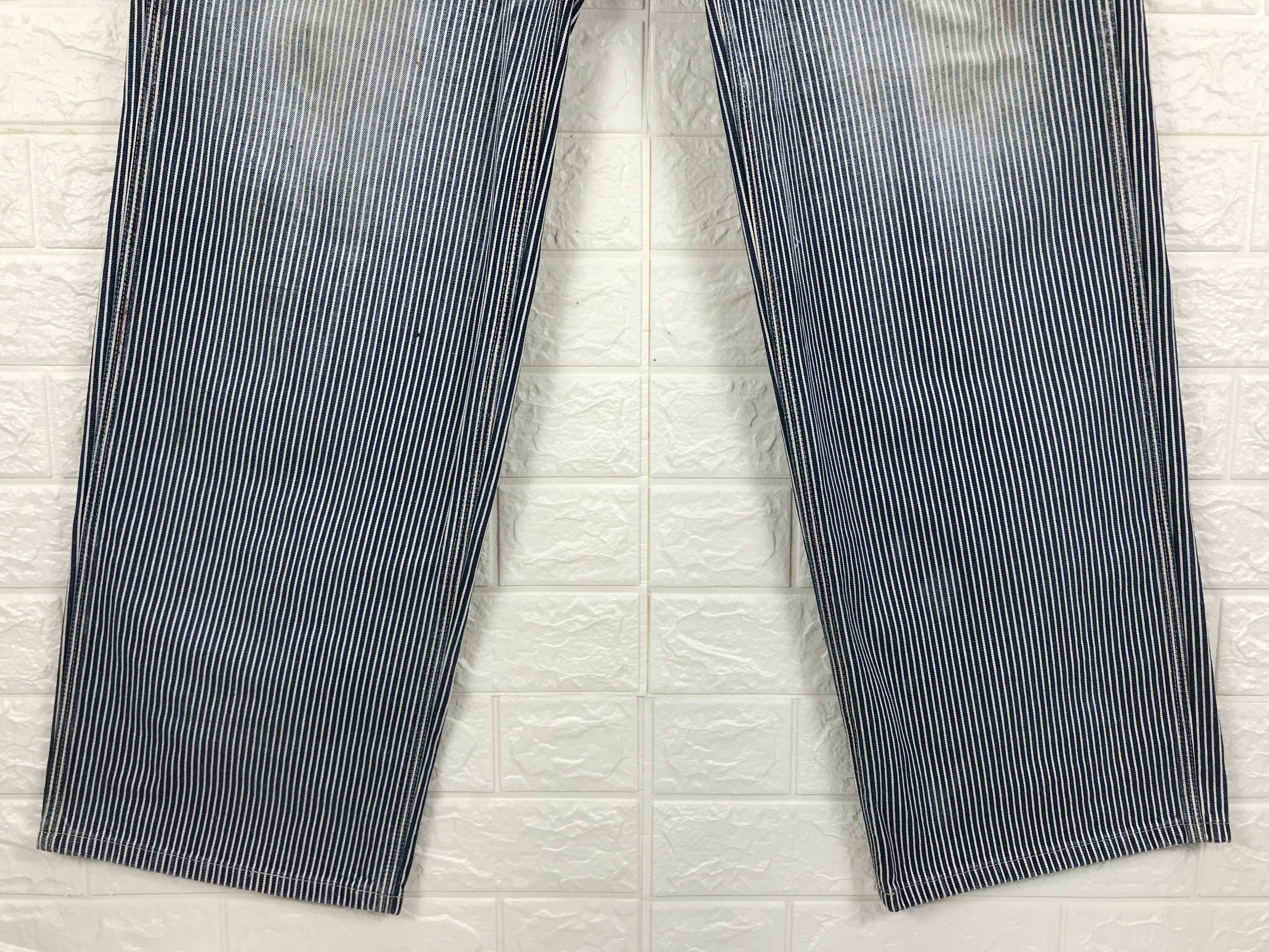 Japanese Brand Vintage Blue Way Hickory Striped Carpenter Jeans Size US 34 / EU 50 - 4 Thumbnail