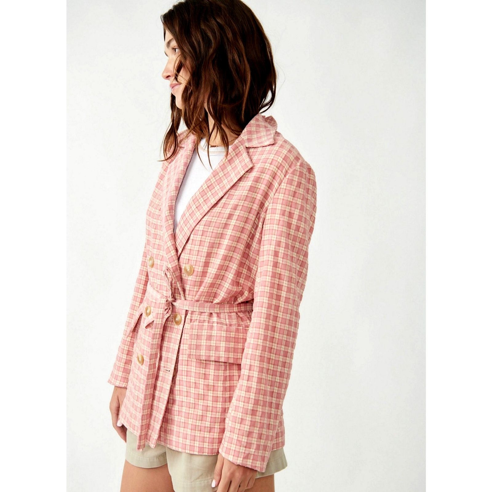 Free People Free People Olivia Plaid Blazer Pink size M Size M / US 6-8 / IT 42-44 - 3 Thumbnail