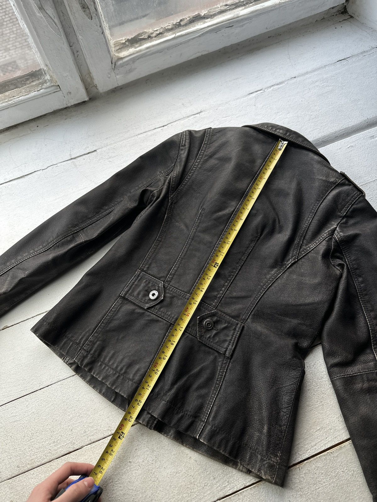 Other 🚨Y2K RICK OWENS TYPE DIRTY SLIM FIT ZIP LEATHER JACKET Size M / US 6-8 / IT 42-44 - 15 Thumbnail