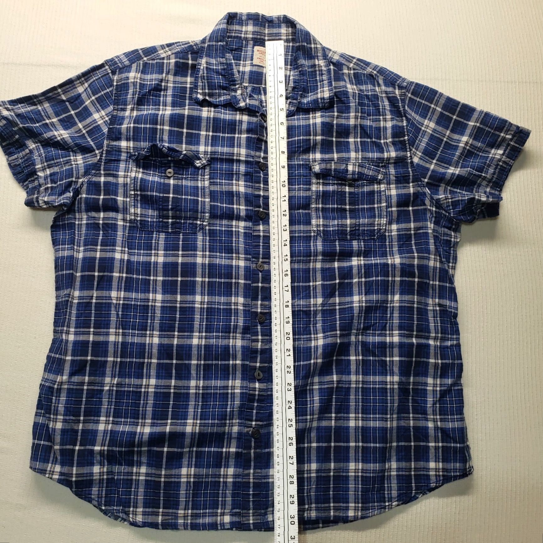 Mossimo Mossimo Shirt Button-Up Plaid Blue Short Sleeve Pockets 2XL Men's Size 2XL Adult Casual Modern Vintage No N/A Size US XXL / EU 58 / 5 - 6 Thumbnail
