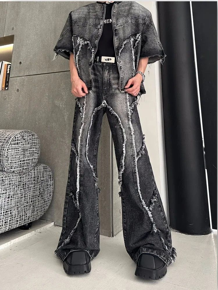 Vintage Black Baggy Stacked Flare Jeans Size US 32 / EU 48 - 6 Thumbnail