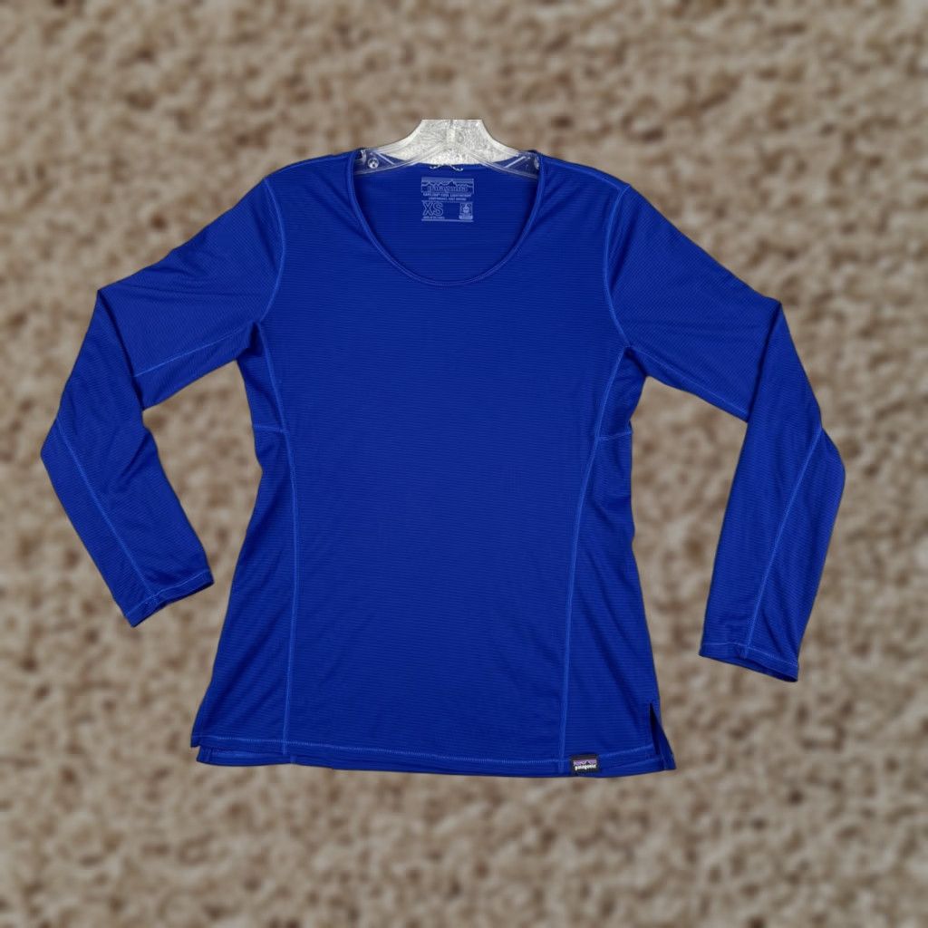 Patagonia Shirt XS Women Blue Crew Neck Lightweight Capilene Polyester Jersey Casual T-Shirt XS Women