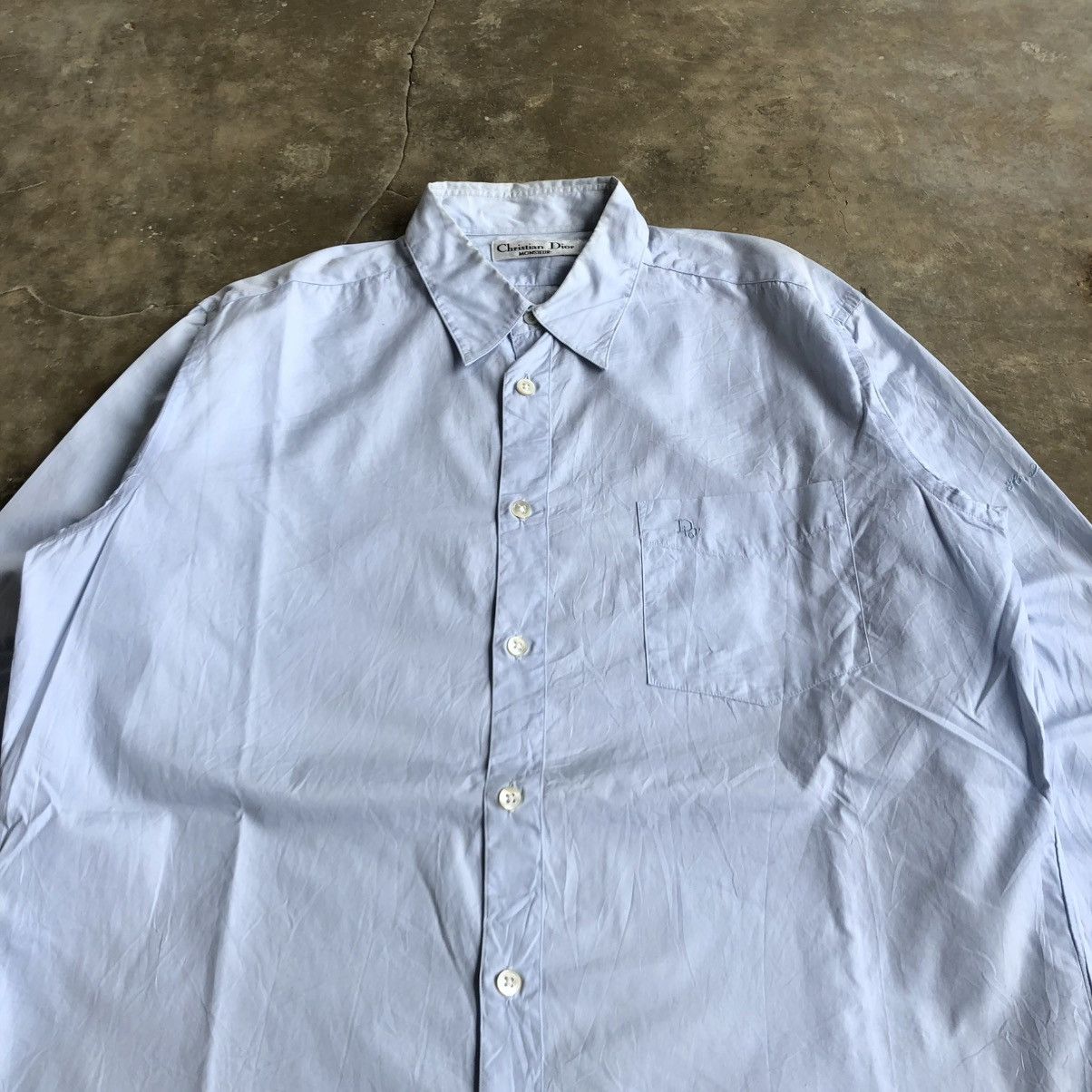 Dior 1990s Christian Dior Monsieur Signature Shirt Blue Luxury Size US XL / EU 56 / 4 - 2 Thumbnail