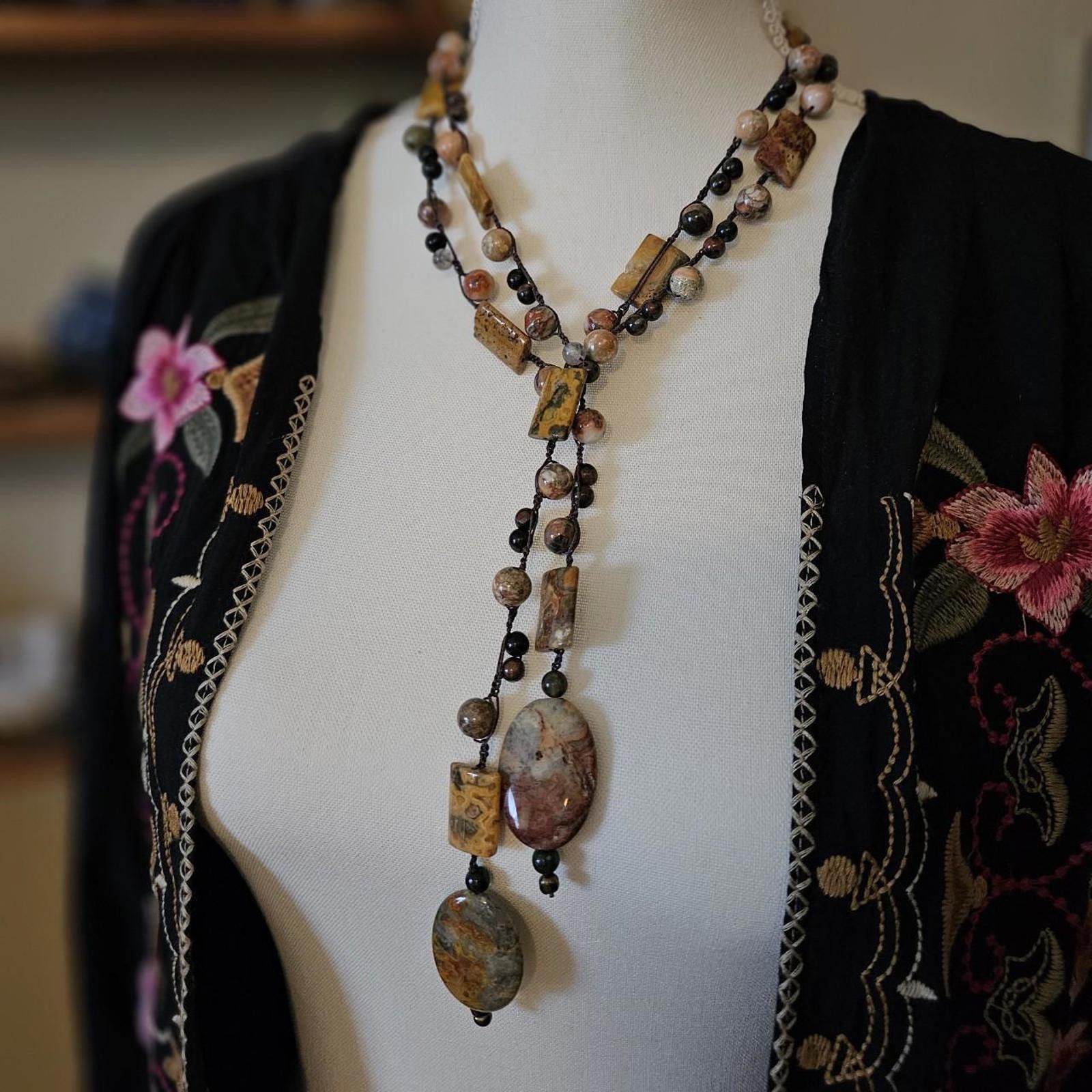 Designer Handmade Gemstone Lariat Style Necklace Size ONE SIZE - 1 Thumbnail