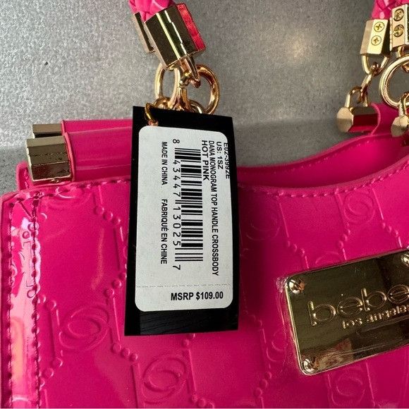 Bebe NWT BEBE DANA MONOGRAM TOP HANDLE CROSSBODY HOT PINK BAG W C Size ONE SIZE - 5 Thumbnail