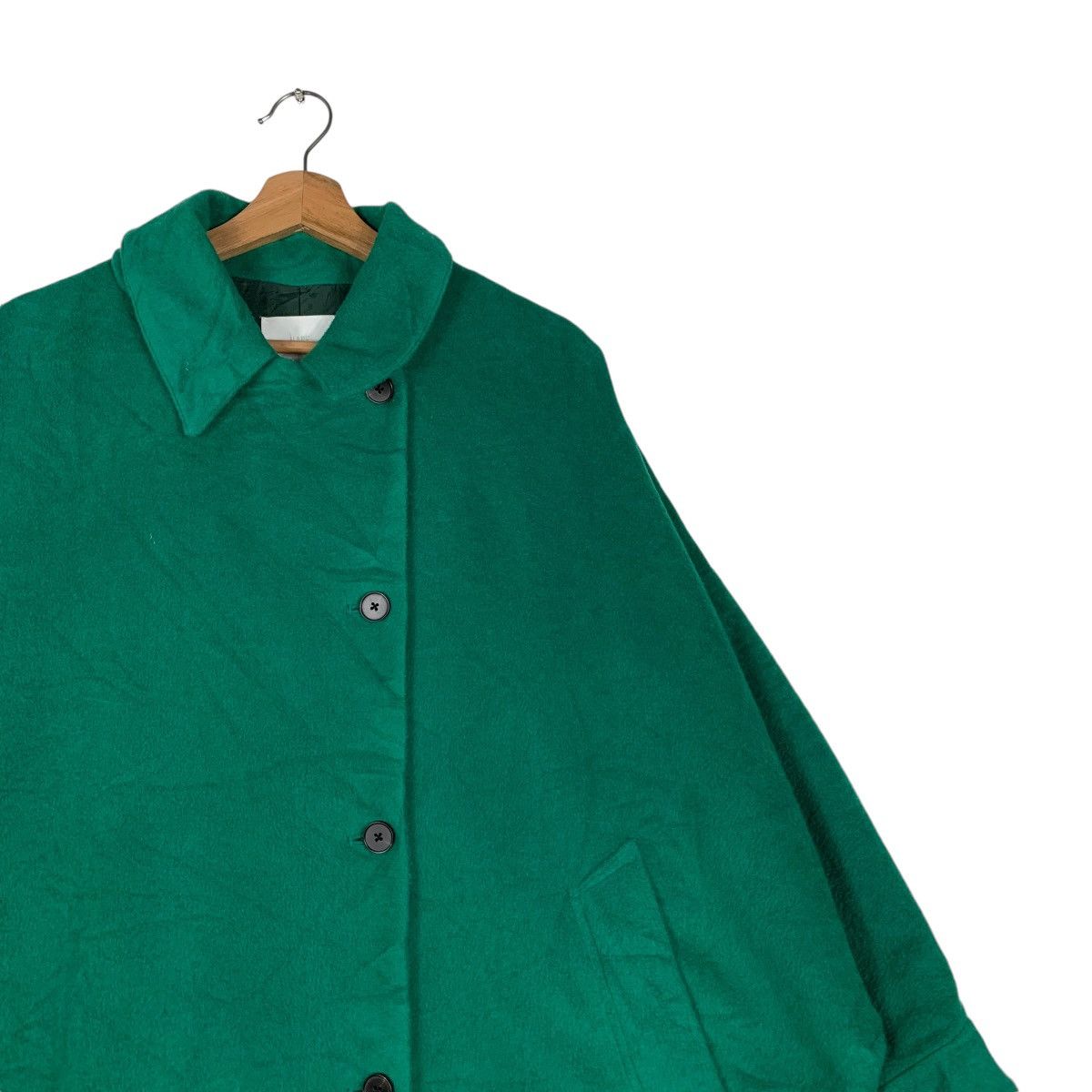 HARE HARE Asymmetrical Oversized Green Long Coat #1378-C62 Size ONE SIZE - 5 Thumbnail