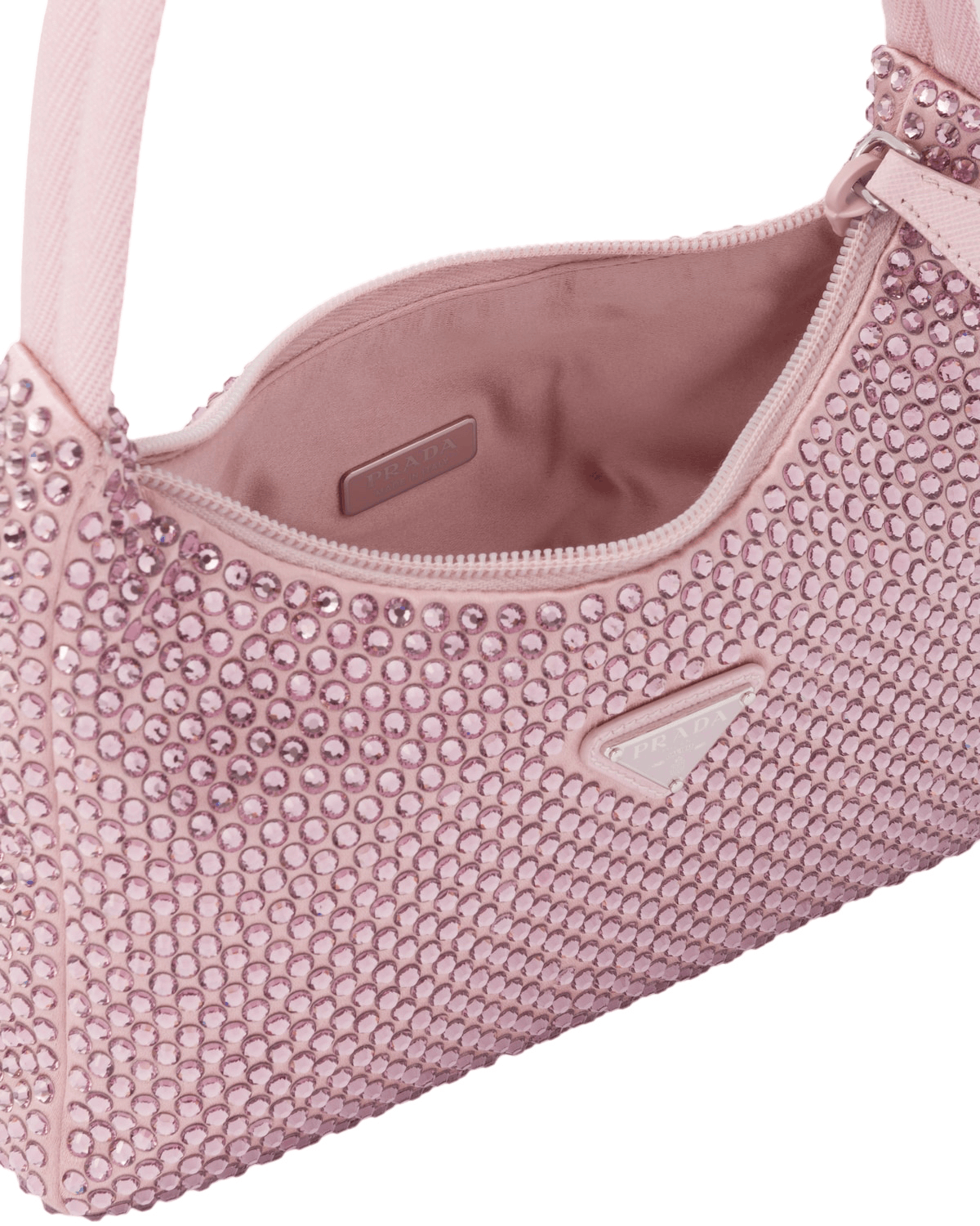 Prada PRADA Re-Edition Pink Crystals Satin Mini Top Handle Size ONE SIZE - 4 Thumbnail