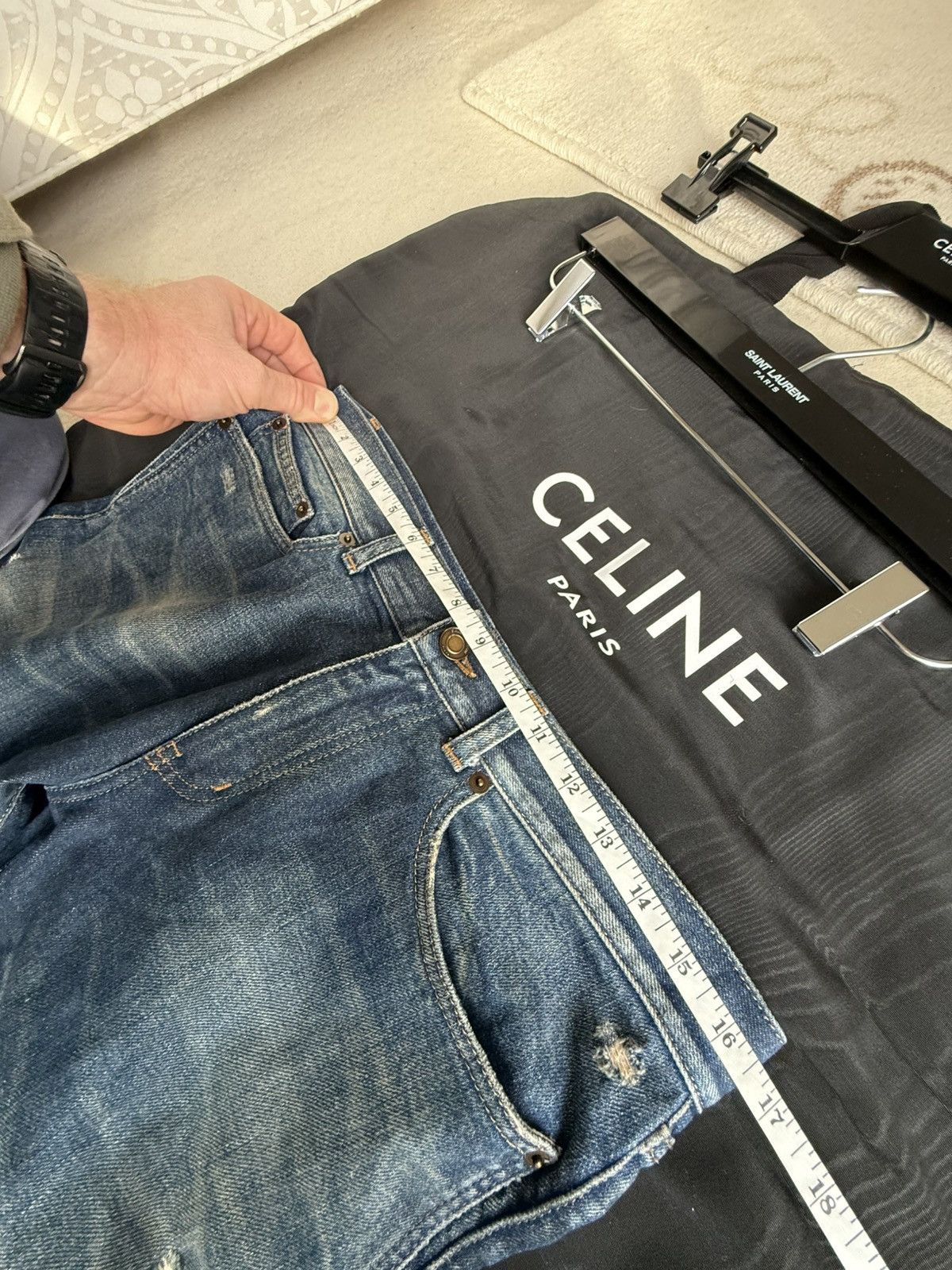 Saint Laurent Paris SS20 Saint Laurent raw hem crash denim Jeans d03 skinny slim Size US 30 / EU 46 - 6 Thumbnail