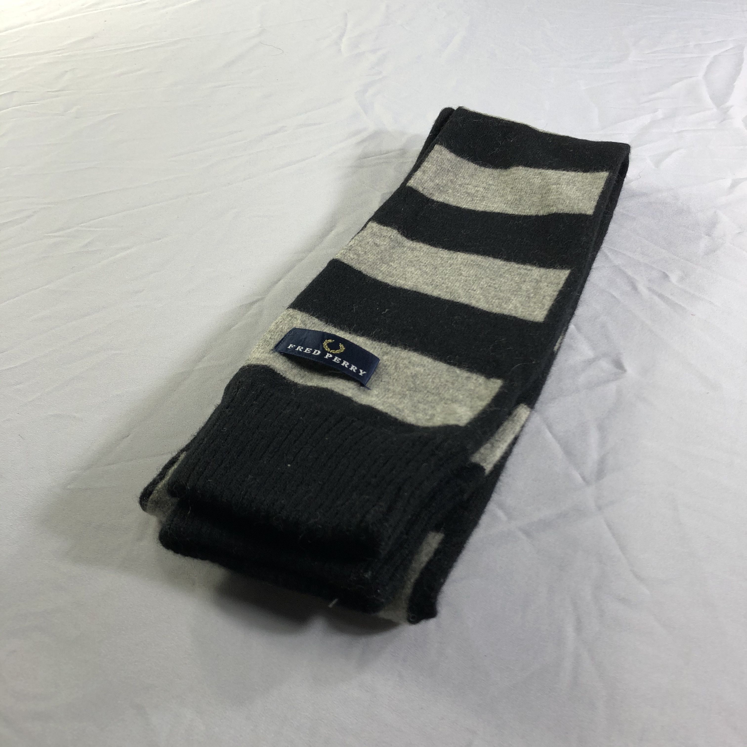 Fred Perry Fred Perry Striped Wool Scarf Muffler Neckwear V2204 Size ONE SIZE - 3 Thumbnail