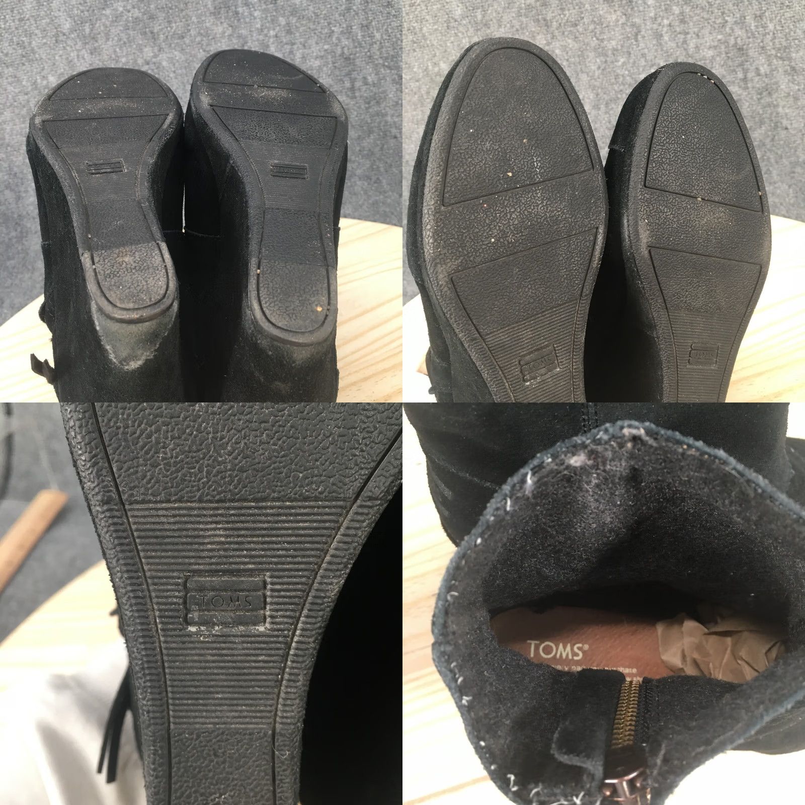Toms Toms Boots Womens 9 Desert Black Comfort Side Zip Round Toe Casual Wedge Heels Size US 9 / IT 39 - 9 Thumbnail