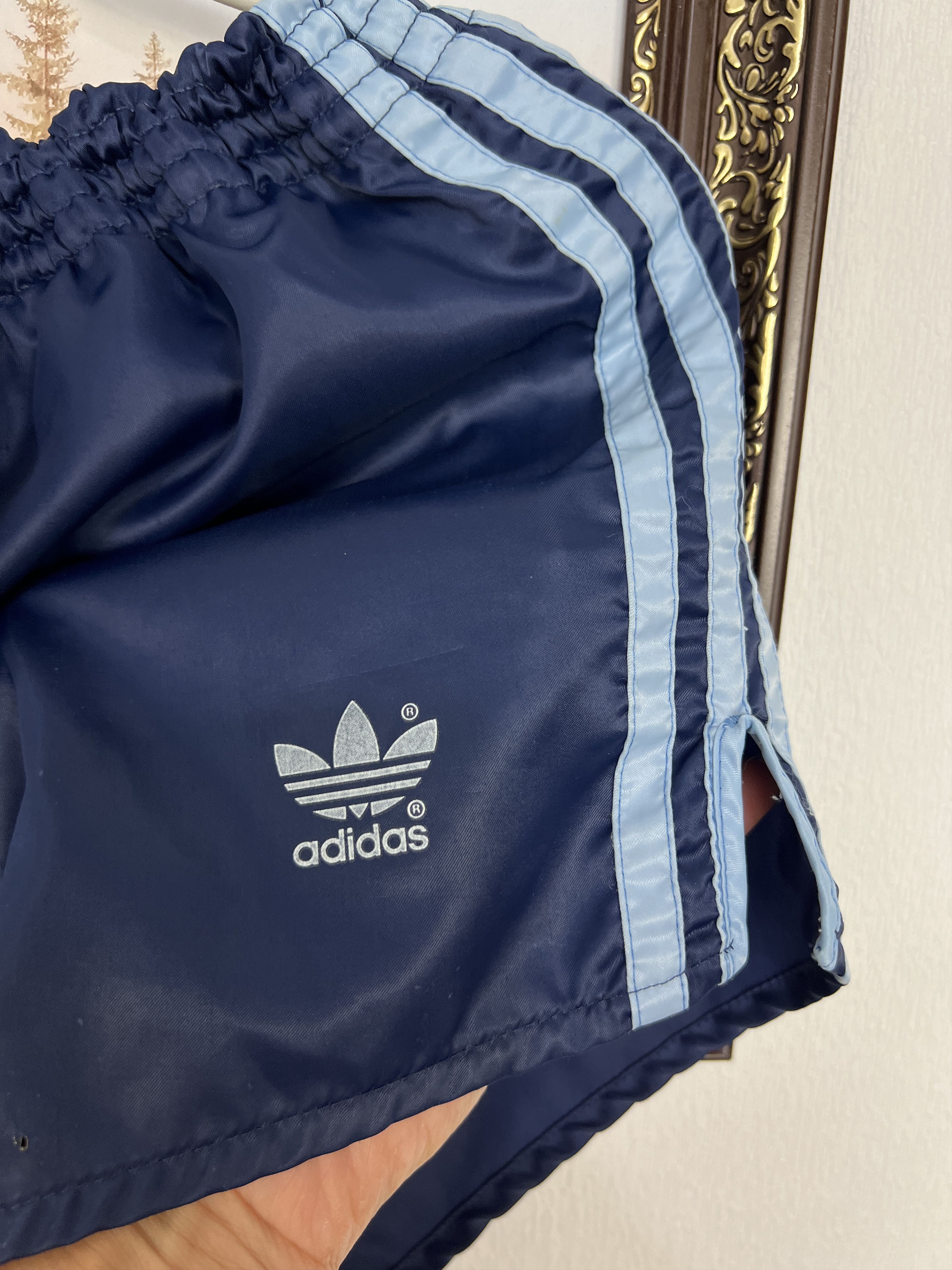 Adidas Vintage 90's Adidas West Germany Blue Nylon Shorts Size US 32 / EU 48 - 4 Thumbnail