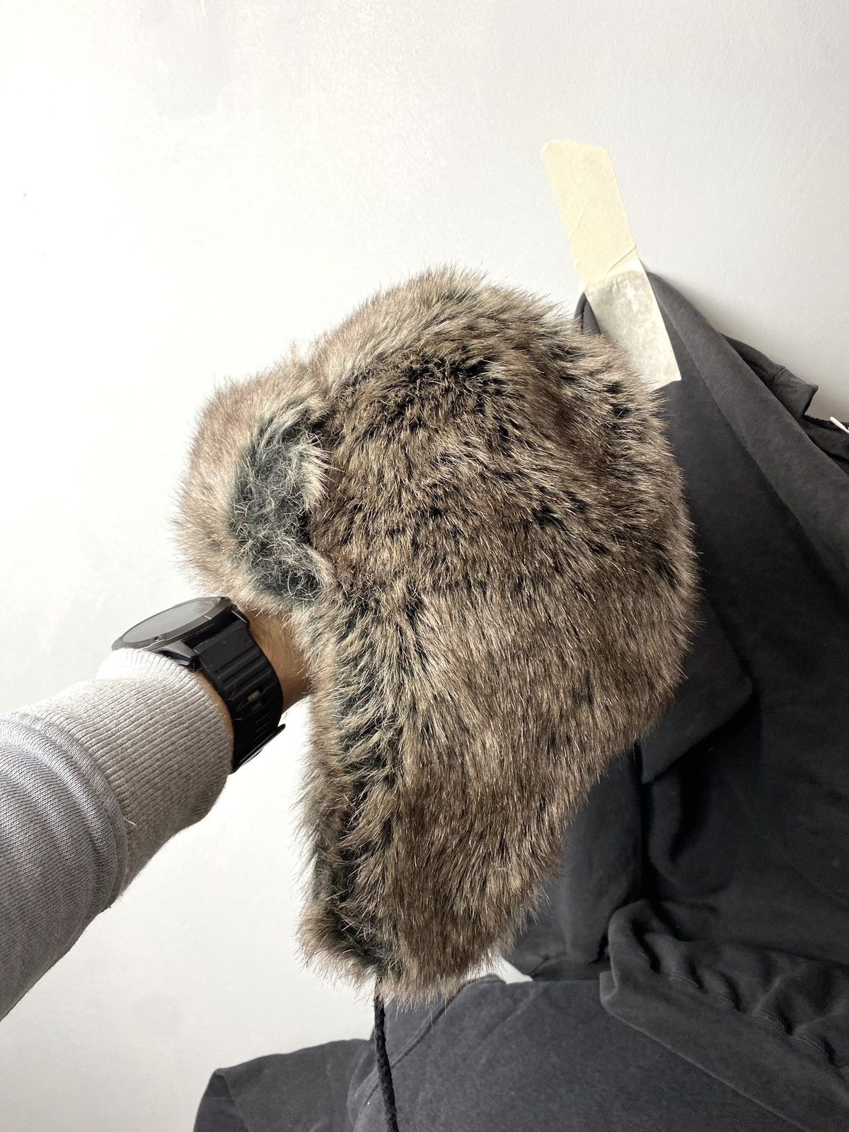 Japanese Brand Vintage Soviet Era Black Fur Ushanka Trapper Hat Winter Cap Size ONE SIZE - 2 Thumbnail