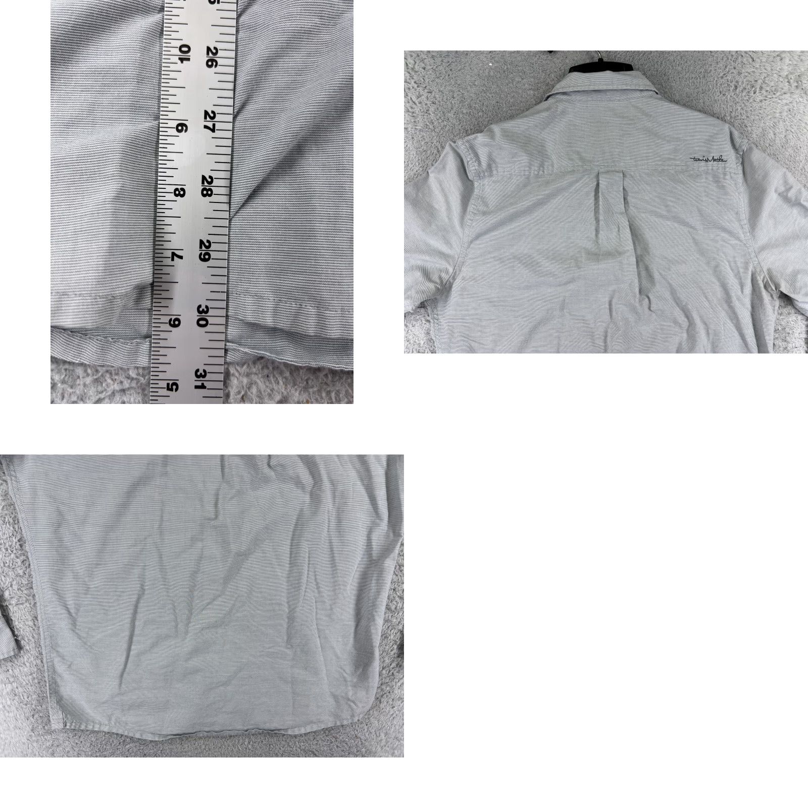 TravisMathew Travis Mathew Shirt Mens XL Gray Stripe Button-Up Long Sleeve Slim Fit Size US XL / EU 56 / 4 - 9 Thumbnail